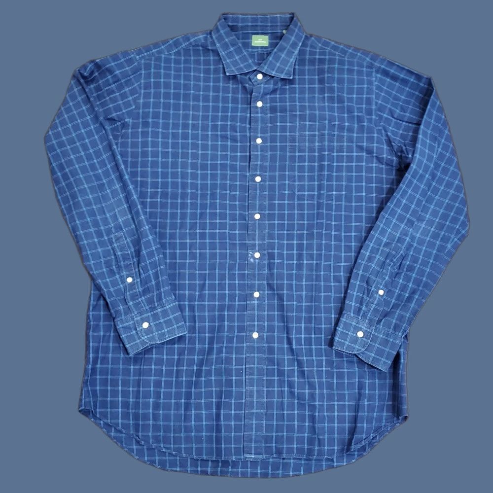 Sid Mashburn VINTAGE Sid Mashburn Dress Shirt Mens 2XL Navy Blue Check Plaid Long Sleeve Button Down Size 48R - 1 Thumbnail