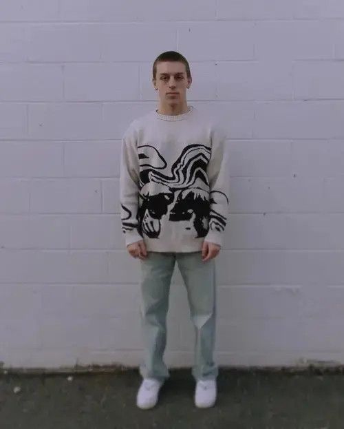 Briselblack New Waved Distorted Black Waves Knitted Unisex Sweater Size US L / EU 52-54 / 3 - 3 Thumbnail