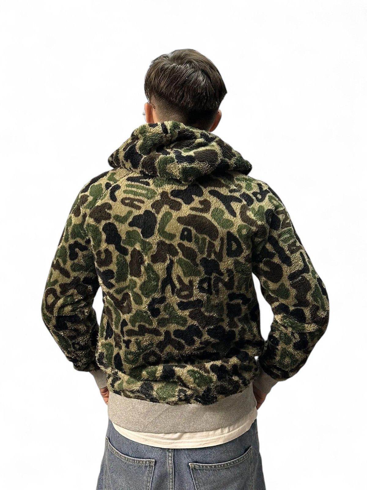 Japanese Brand Vintage Laundry Grey Zip Hoodie with Camo Fur Hood Size US M / EU 48-50 / 2 - 11 Thumbnail