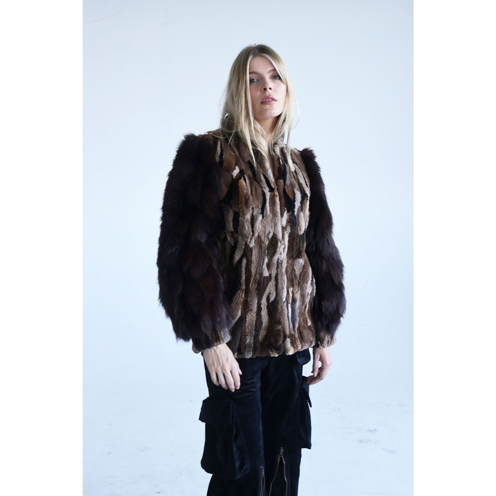 Vintage Vintage 1970s Brown Patchwork Fur Coat Size S / US 4 / IT 40 - 5 Thumbnail