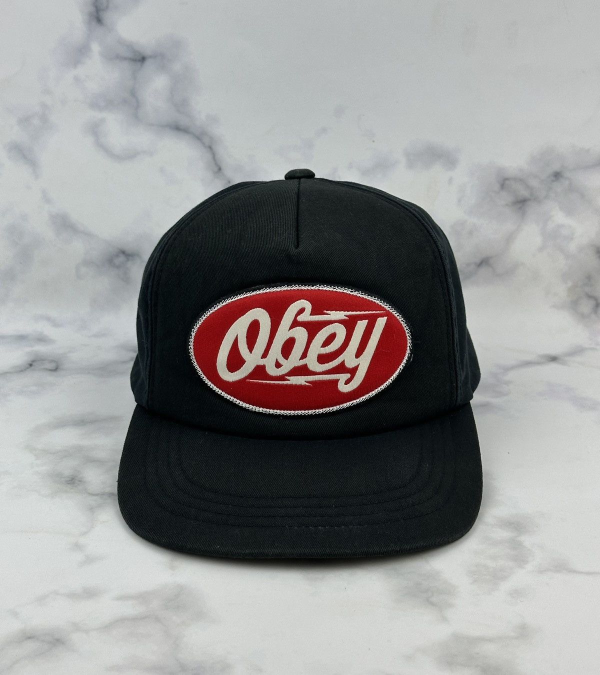 Obey Obey Adjustable Cap One Size Black with Red Logo Streetwear Size ONE SIZE - 2 Thumbnail