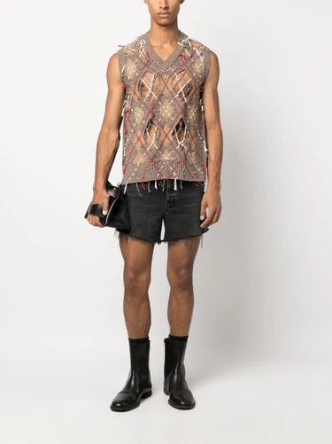 Maison Margiela o1y1124 V-Neck Sleeveless Sweater In Multicolor Size US XL / EU 56 / 4 - 2 Thumbnail