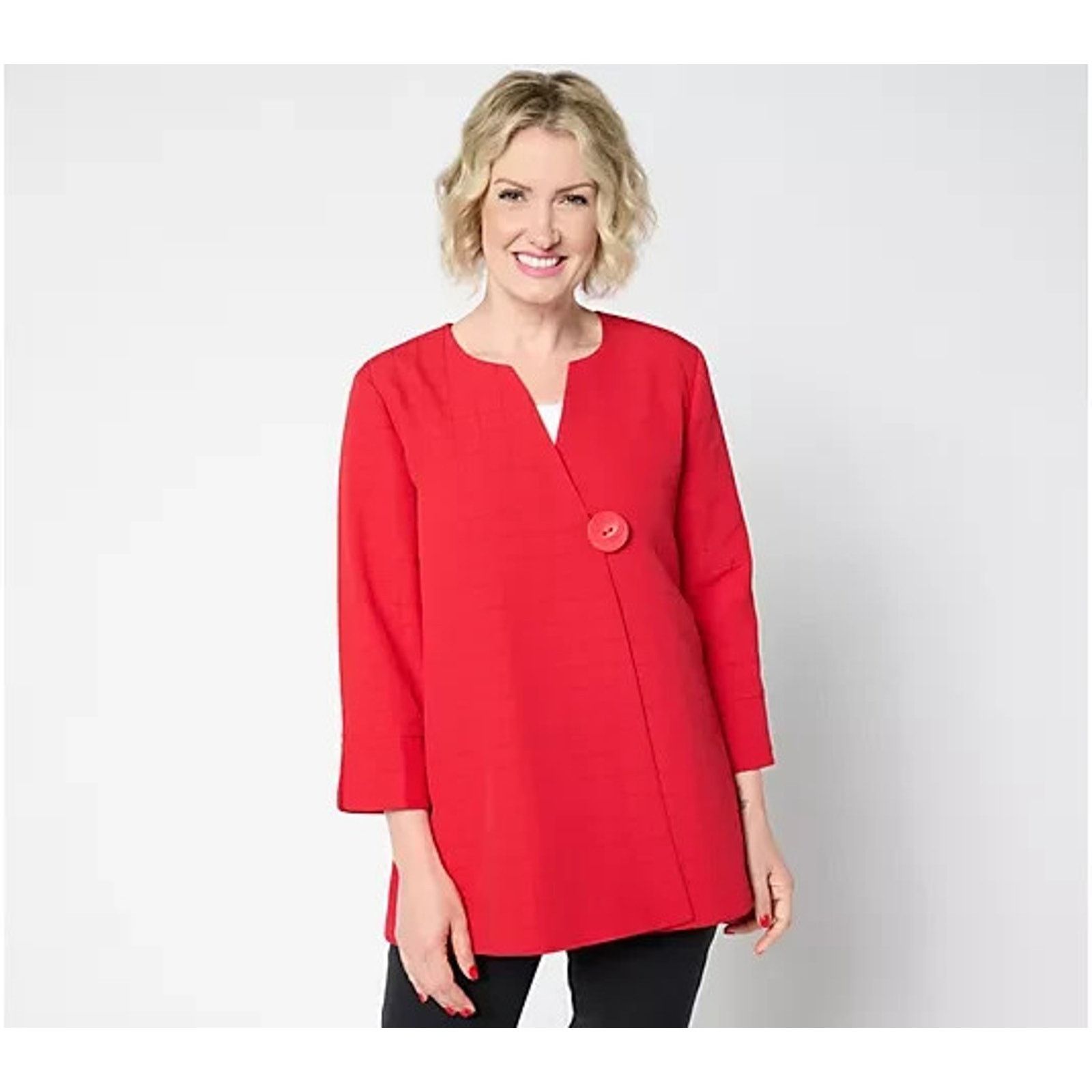 Susana Monaco GRAVER Susan Graver Swin Jacket Scarle Ruby Petite L A654255 Size L / US 10 / IT 46 - 1 Thumbnail