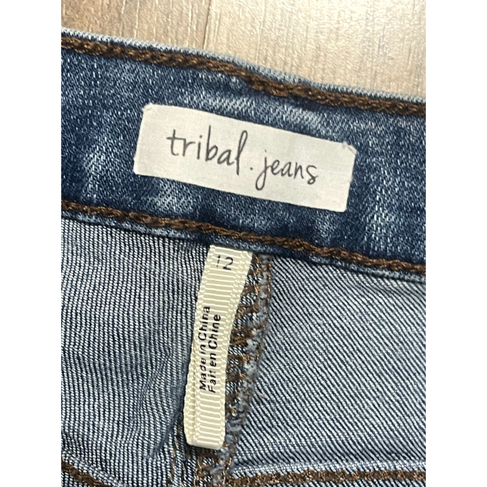Vintage Tribal Jeans Women's 12 Blue Denim Slim Fit Raw Hem Pockets Ankle Regular Inseam 28 Size 34" / US 12 / IT 48 - 7 Thumbnail