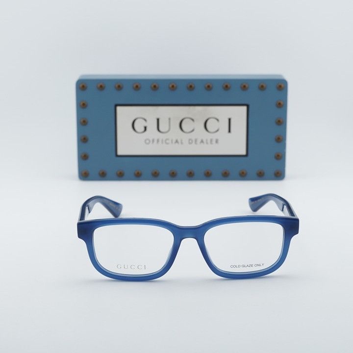 Gucci Gucci GG1584O 003 Men Eyeglasses Blue 53mm Rectangle Frame Size ONE SIZE - 6 Thumbnail