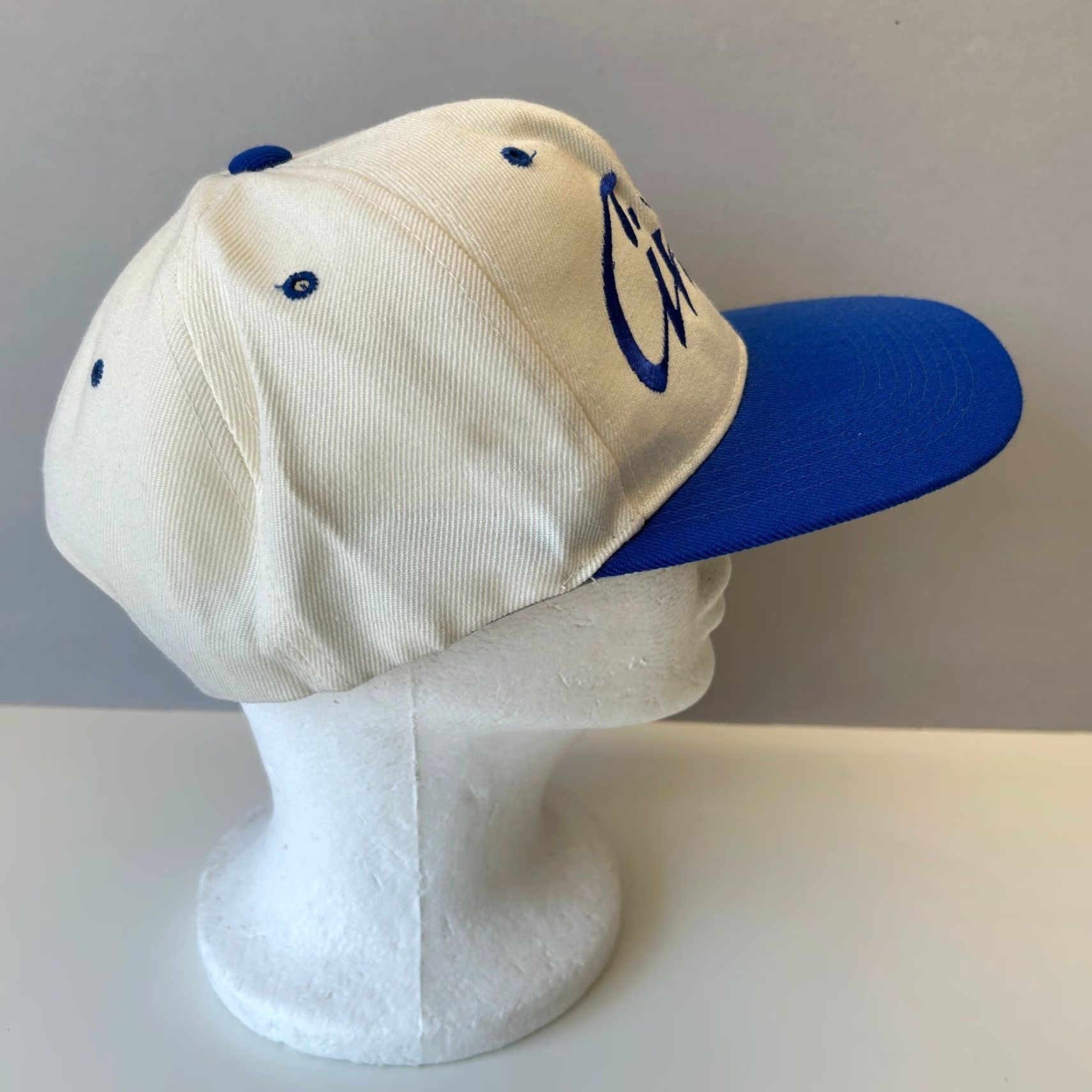 Vintage VINTAGE Cap Boy Twill Snapback Hat One Size Blue Beige 90s Classic Countries Casual Unisex Adults Adjustable Wool Polyester Hat Size ONE SIZE - 5 Thumbnail