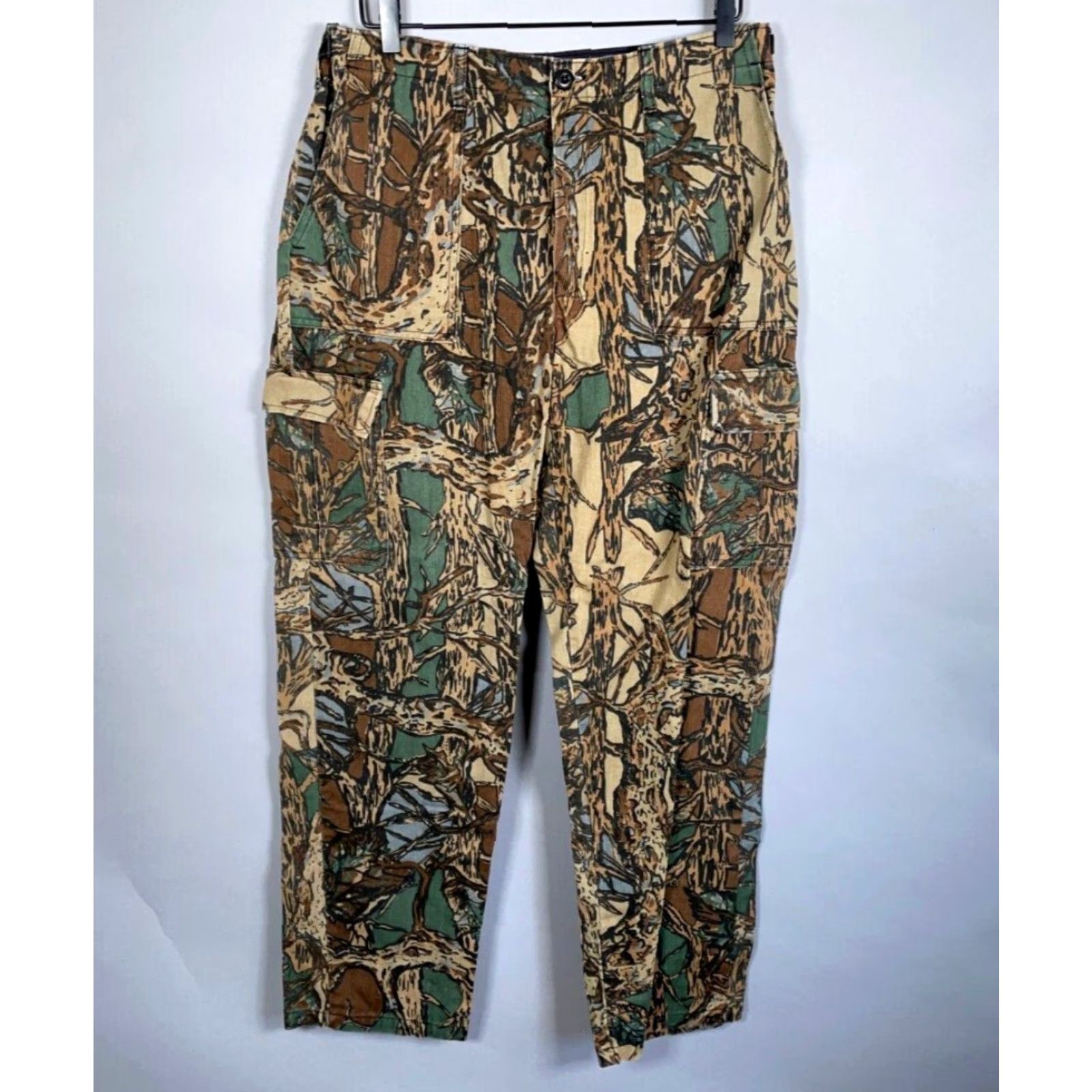 Vintage VINTAGE Prestige Cargo Pants Men Medium 34 x 32 Camouflage Cotton Nylon Zip Fly Tapered 90s Jungle Fatigue Size US 34 / EU 50 - 2 Thumbnail