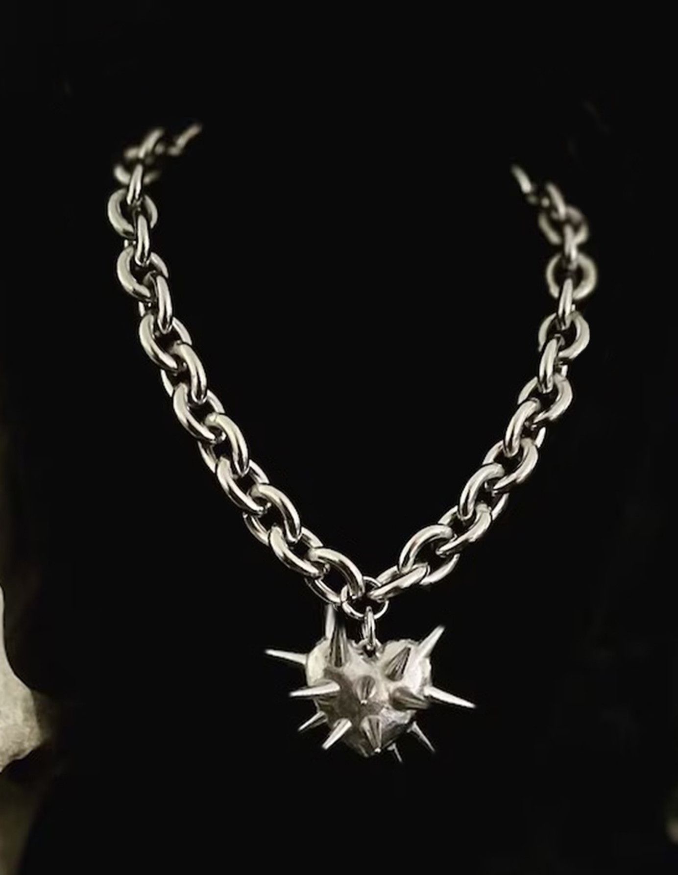 Other Heart Spike Circular Geometry Chain Gothic Necklace Size ONE SIZE - 2 Thumbnail