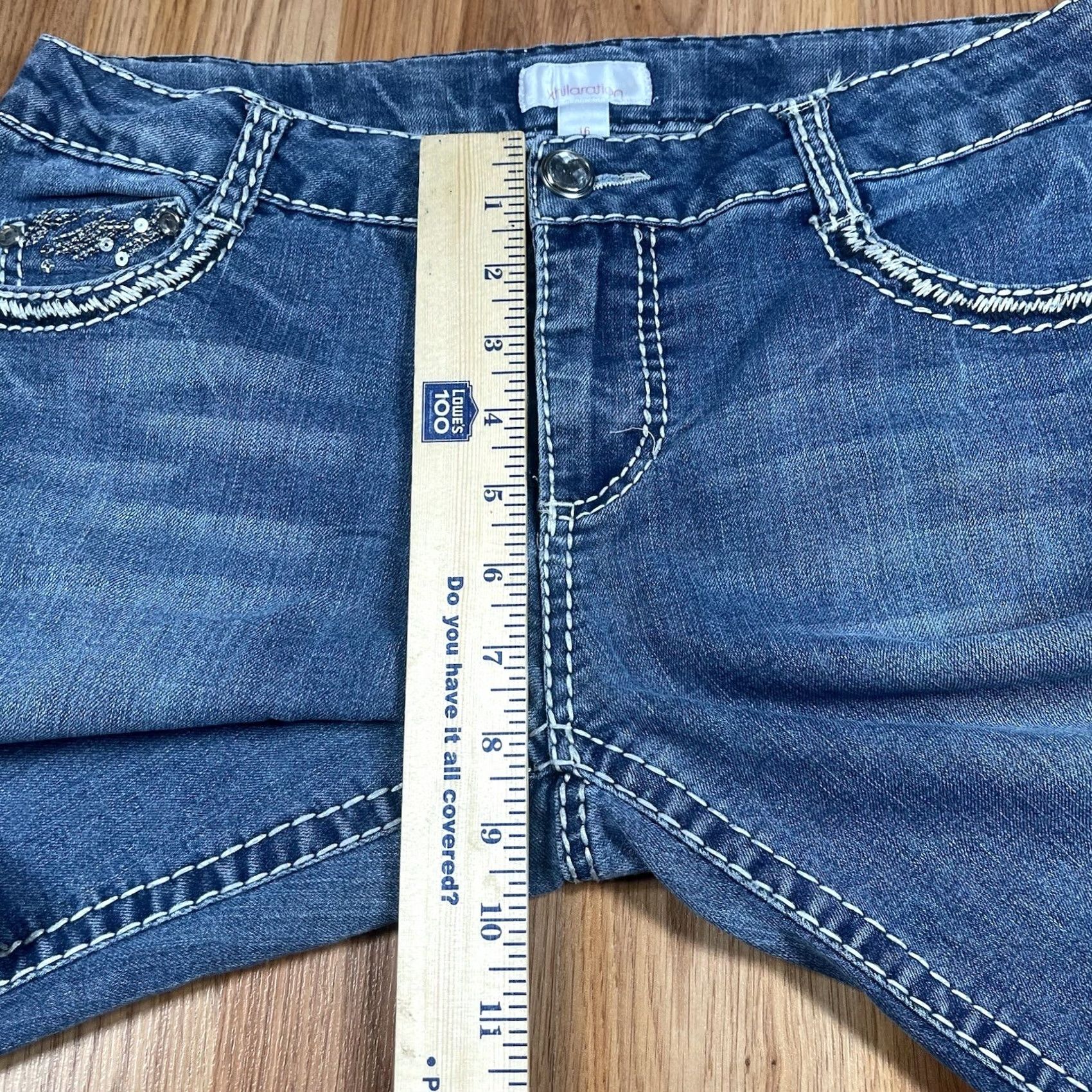 Vintage Alternative Title 2: Xhilaration Jeans Womens 16 Straight Leg Flat Front Stretch Blue Denim Pants - New Condition Size 38" / US 16 / IT 52 - 7 Thumbnail