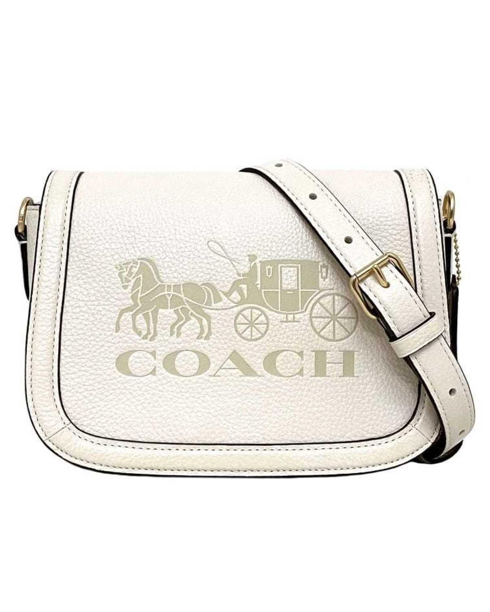 image of Charming Coach Saddle Bag With Horse And Carriage Design in Beige, Women's