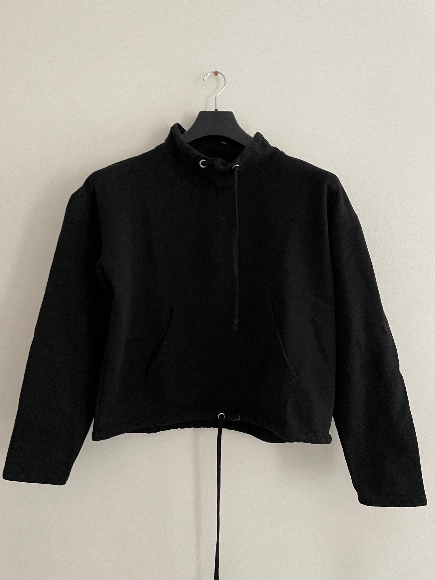 image of Cmmn Swdn Kyle Mock Neck Black Cotton Sweatshirt S 46, Men's (Size Small)