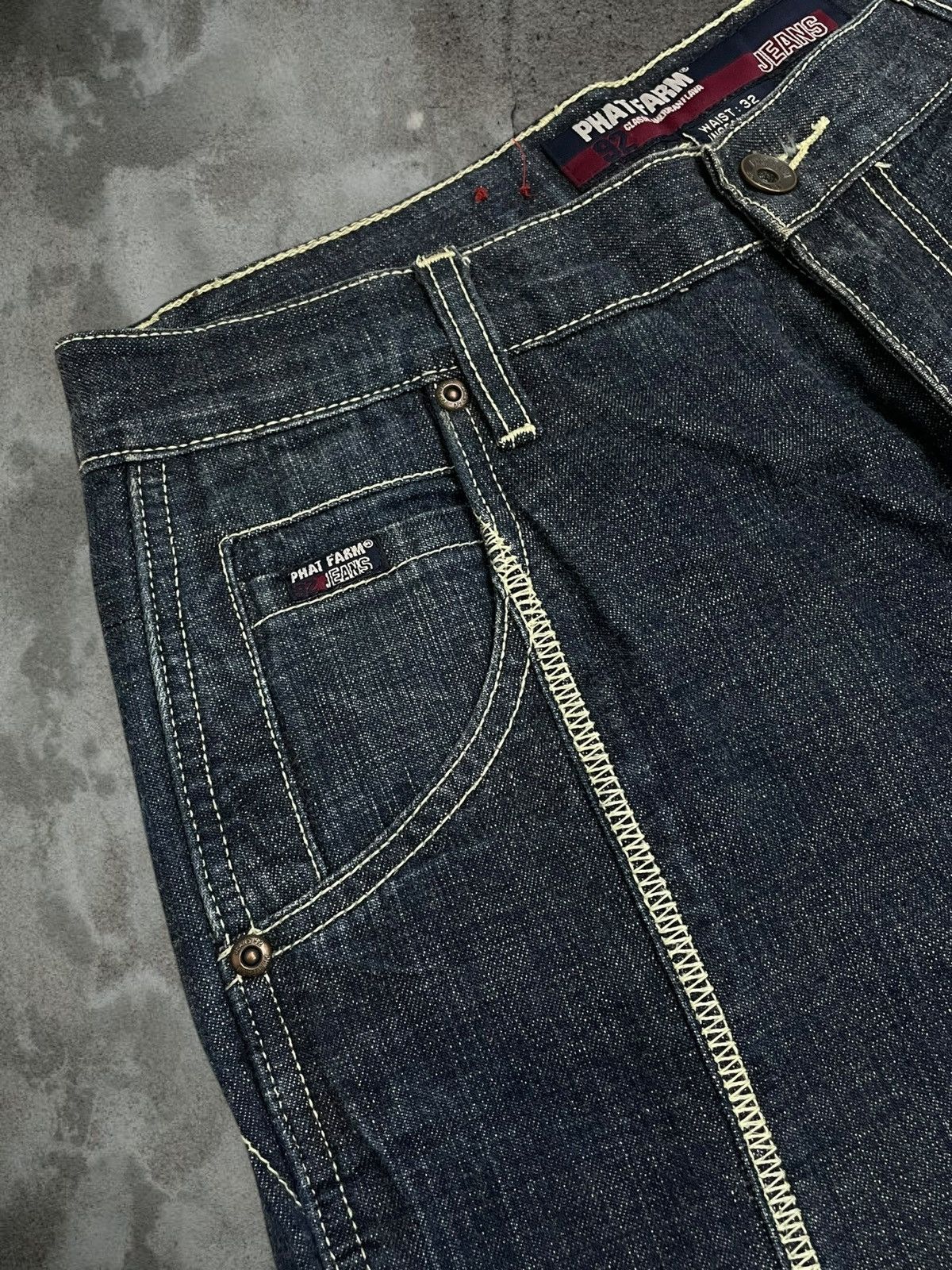 Japanese Brand Vintage 1990s Japan Designer Phat Farm Patchwork Denim Size US 32 / EU 48 - 8 Thumbnail