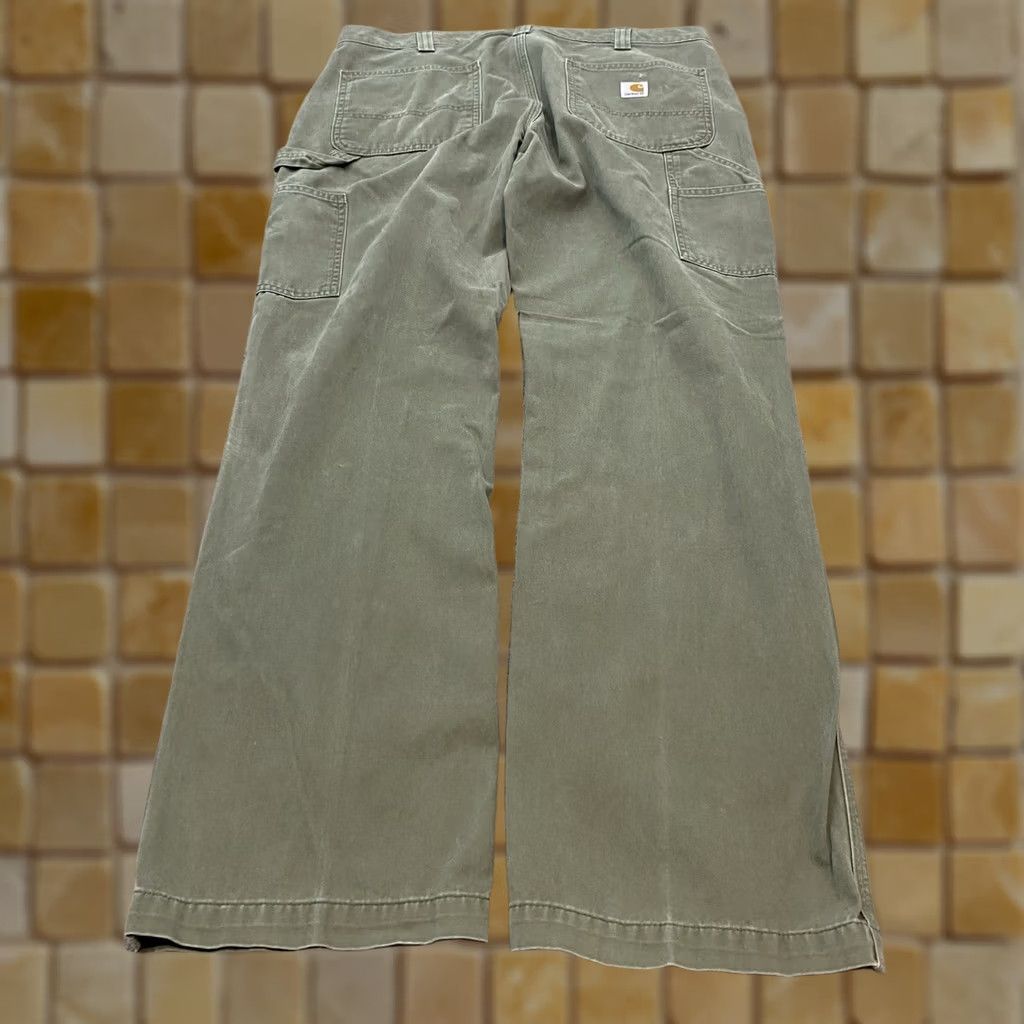 VINTAGE Carhartt Pants Mens 36x32 Green Carpenter B324 ARG Grunge Distressed Faded Y2K