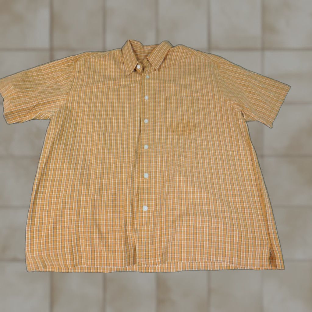 Old Navy Old Navy Shirt Mens Large Orange Plaid Button-Down Collared Short Sleeve Casual Button-Up Pocketed Size US L / EU 52-54 / 3 - 1 Thumbnail