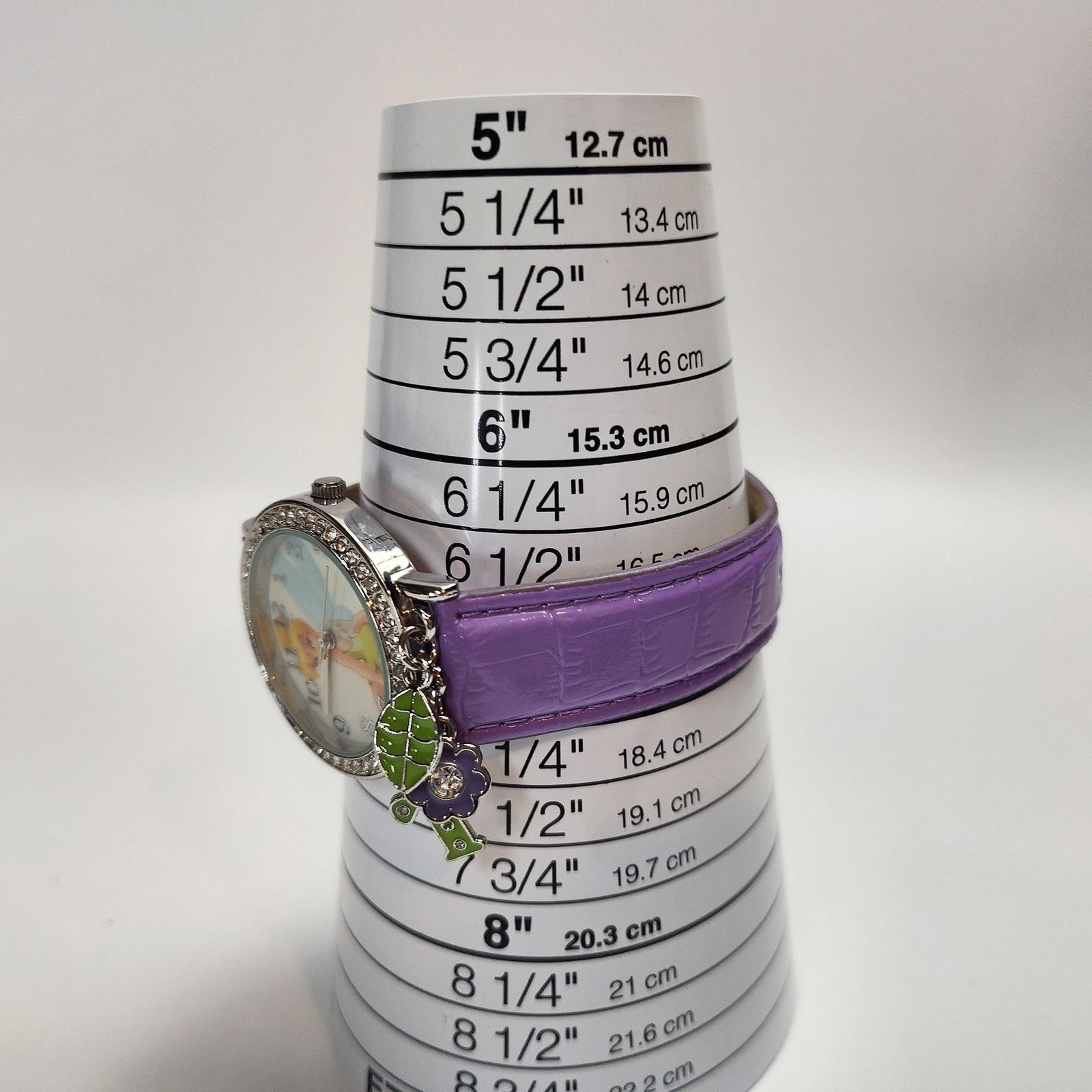 Disney Disney Tinker Bell Charm Watch Purple Strap Rhinestone Bezel Size ONE SIZE - 7 Thumbnail