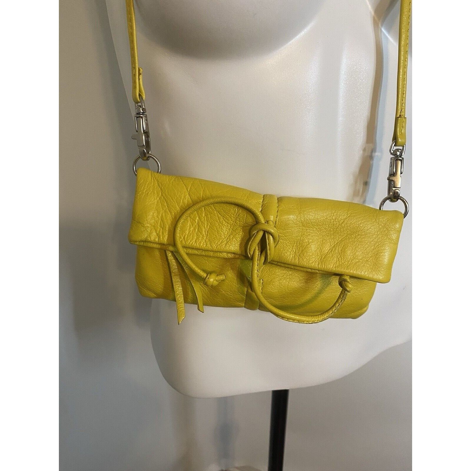 Vintage Arezzo Yellow Leather Small Crossbody Shoulder Bag Clutch Ad Size ONE SIZE - 23 Thumbnail