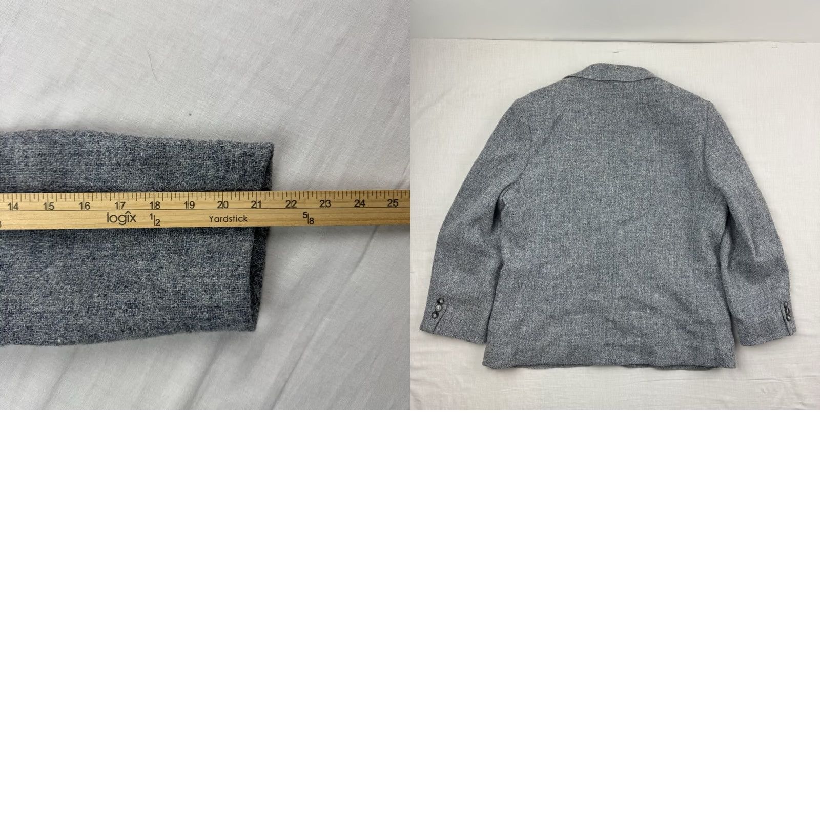 Brooks VINTAGE Brooks Woolen Co Blazer Womens 100% Wool Tweed Lined Sz 16 Gray Long Sleeve Buttoned Casual Business Workwear Preppy, American, 90s Womens Size XXL / US 16-18 / IT 52-54 - 9 Thumbnail