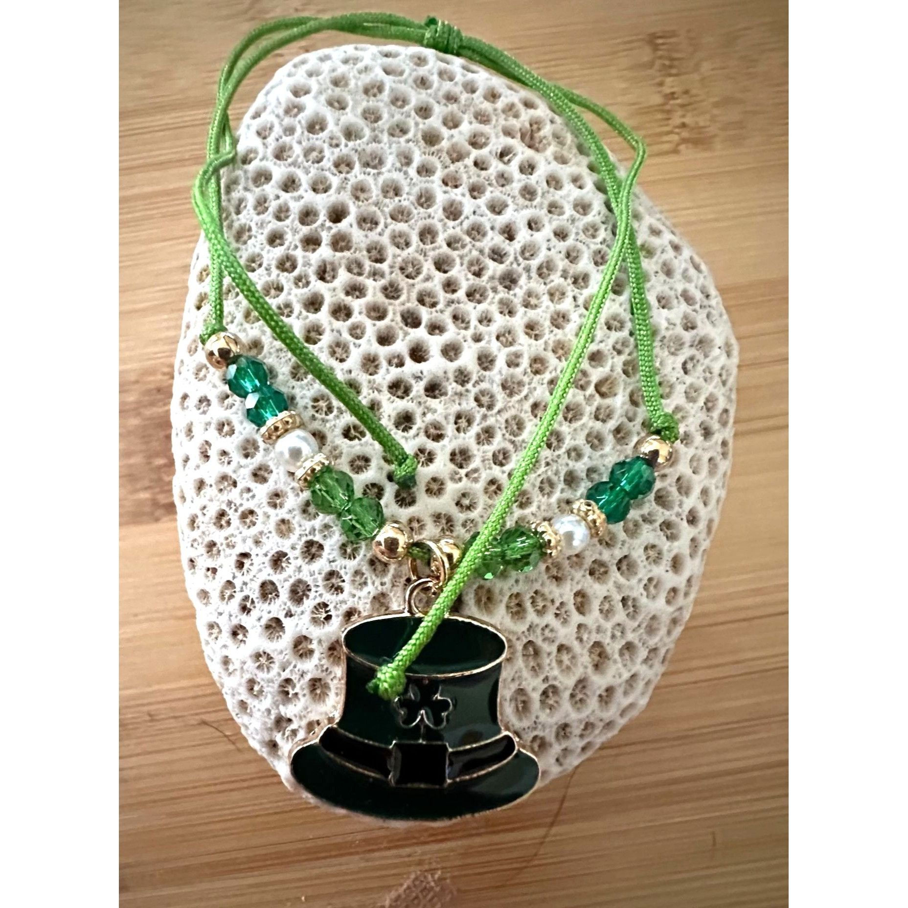 Handmade St Patricks Day Knotted String Beaded Bracelet Anklet Leprec Size ONE SIZE - 2 Thumbnail