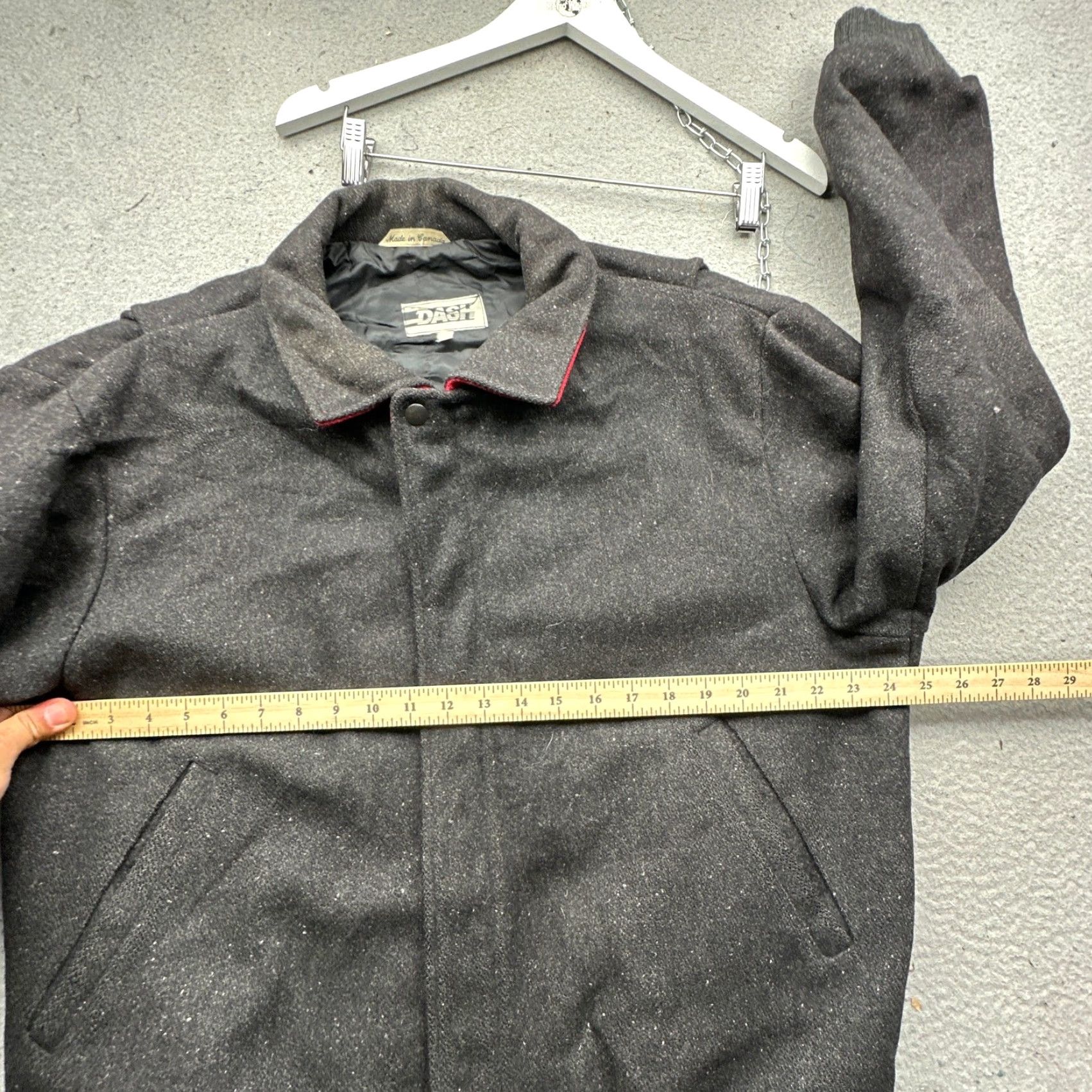 ASH VINTAGE Dash Pure Wool Bomber Jacket Mens 44 Large Dark Gray Lined Full Zip Jacket Mens 44 Large Dark Gray Lined Full Zip Size US S / EU 44-46 / 1 - 5 Thumbnail