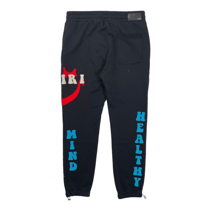 Amiri AMIRI HIBISCUS LOGO SWEATPANTS Black Jogger Sweatpants Size