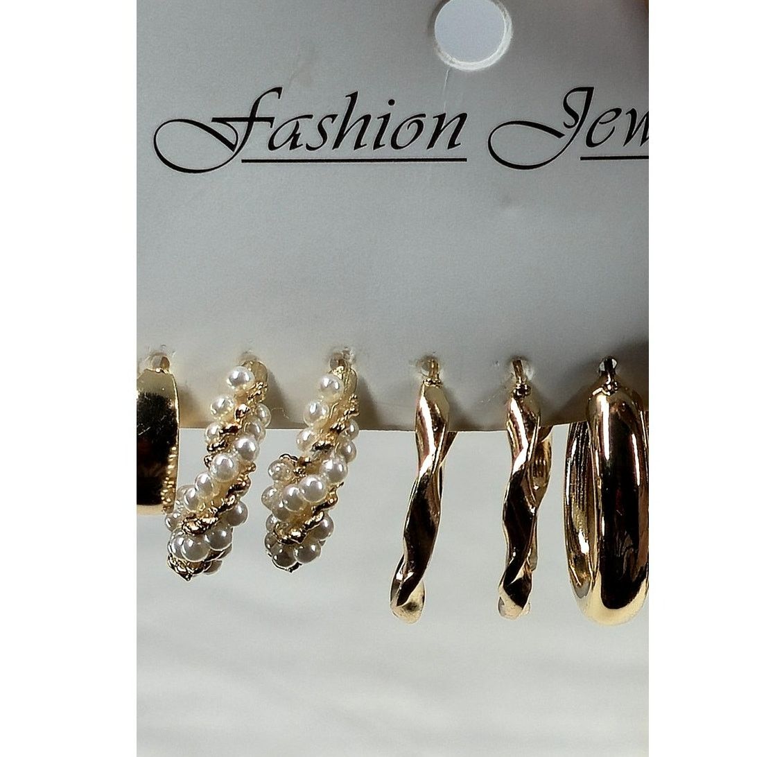Other 5-Pair Gold-Tone Hoop Stud Fashion Earring Set Size ONE SIZE - 7 Thumbnail