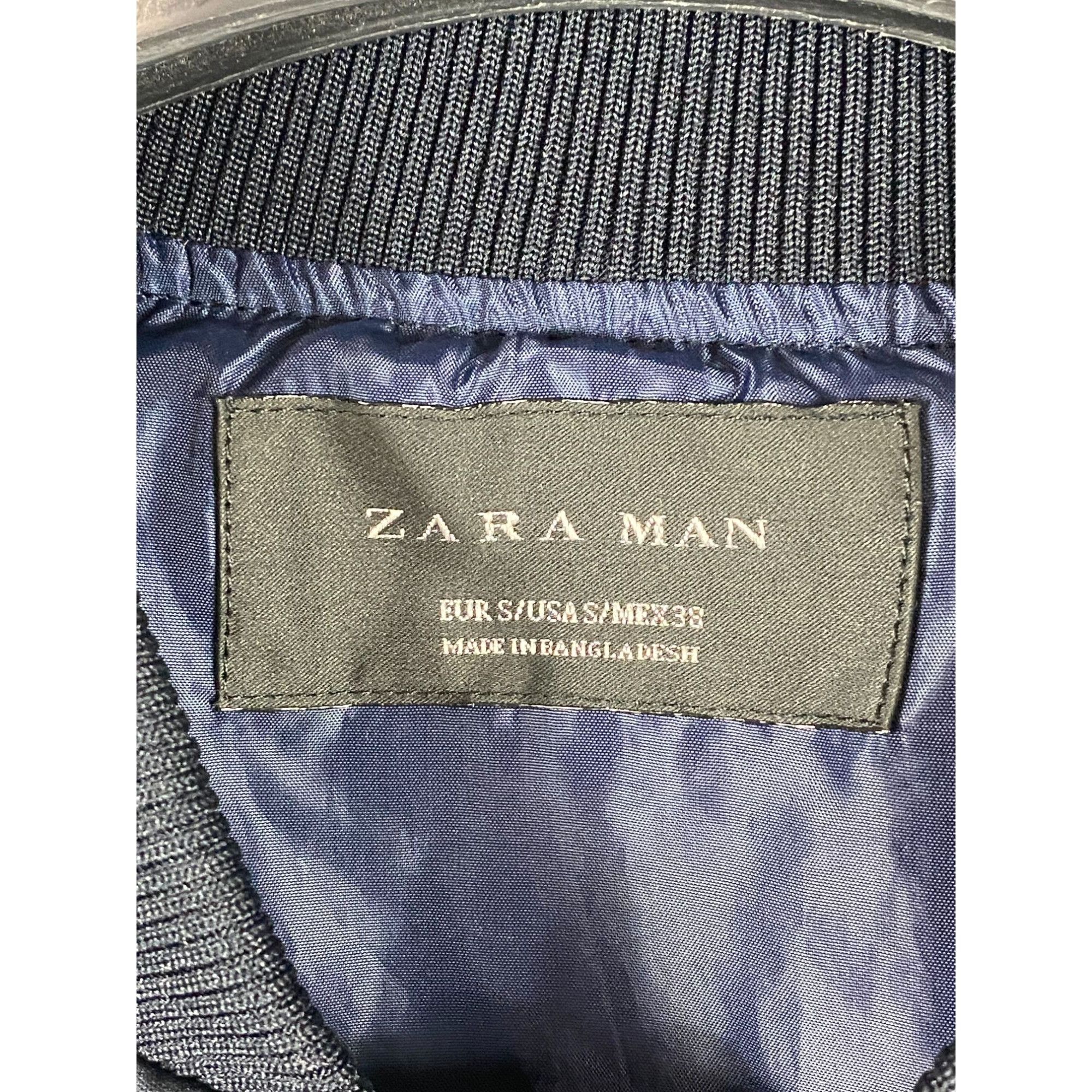 Zara Zara Man Quilted Full Zip Bomber Jacket Navy Blue S F83 Size US S / EU 44-46 / 1 - 3 Thumbnail