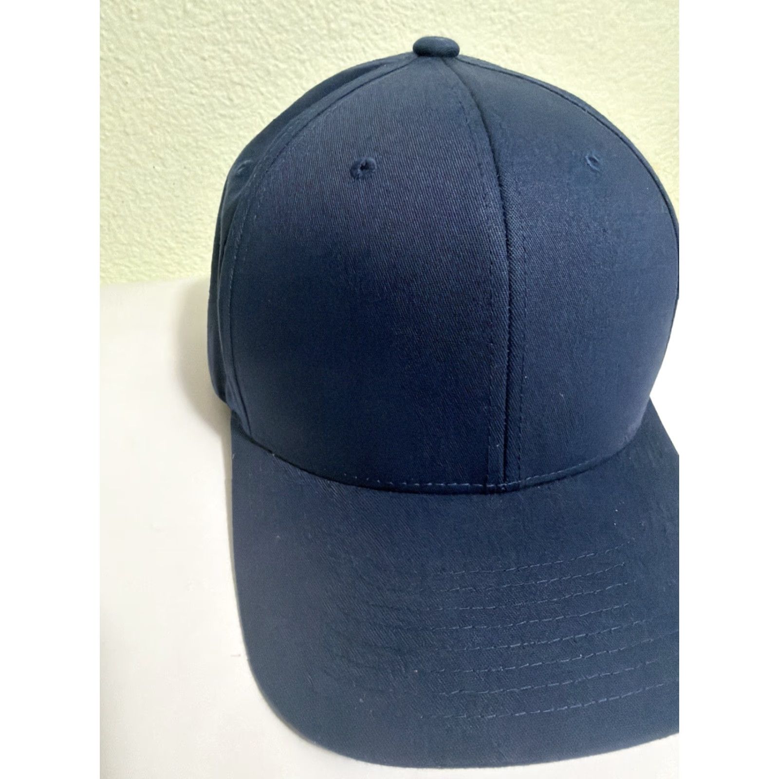 Vintage Blank Navy Blue Flex Hat Size L/XL Baseball Cap Men Flexfit Hat Size ONE SIZE - 2 Thumbnail