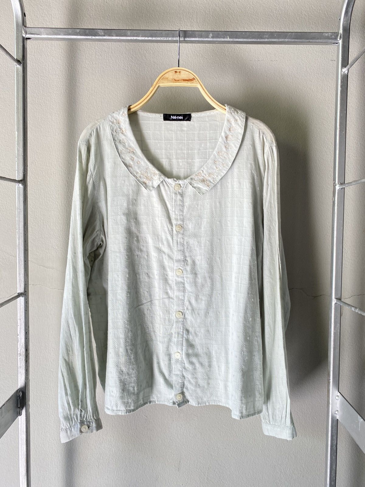 Ne-Net Né-net Mint Green Embroidered Peter Pan Collar Top Size XS / US 0-2 / IT 36-38 - 11 Thumbnail
