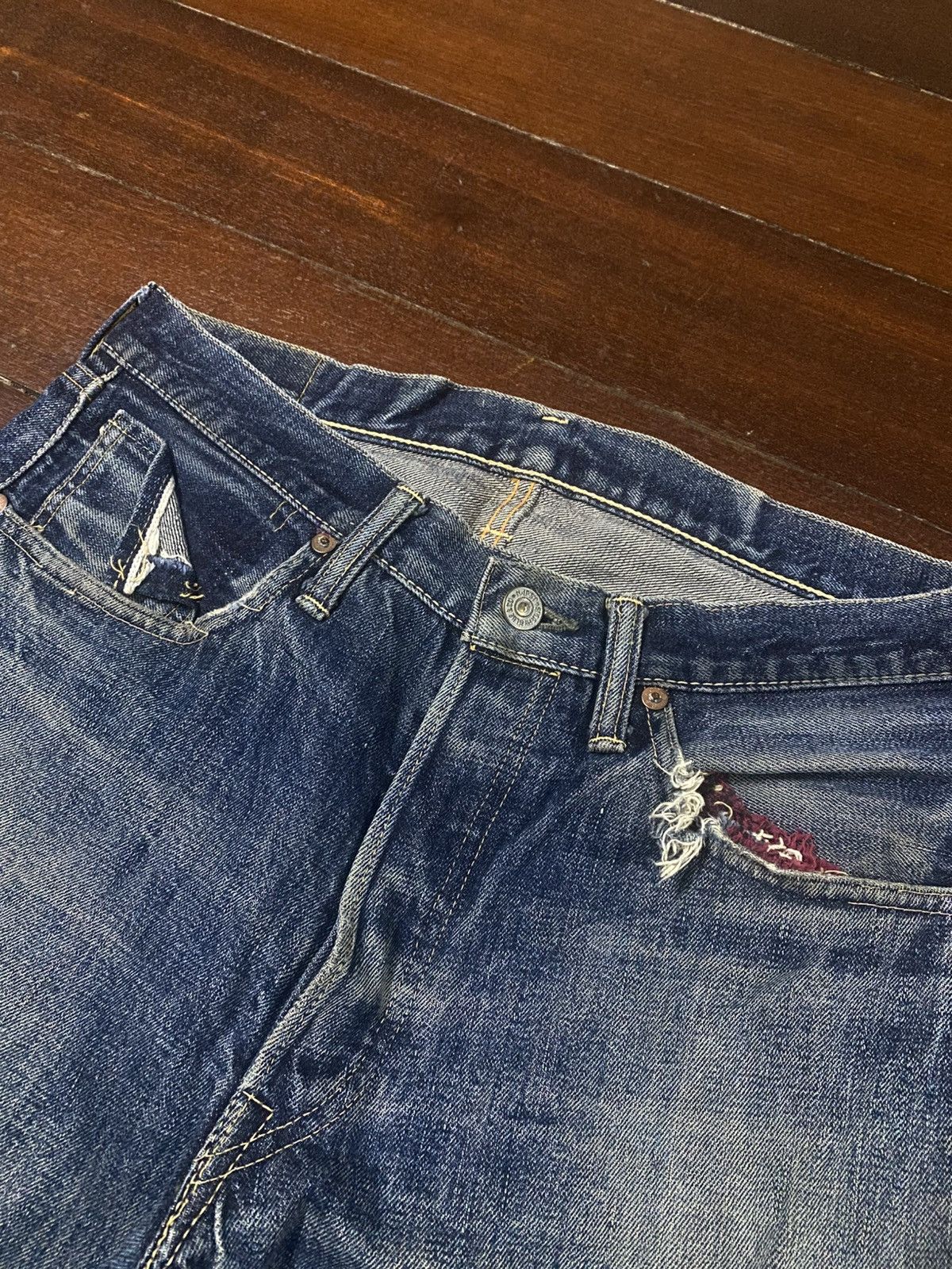 Warehouse & Co. Vintage Pherrow’s Stormy Blue Flared distressed mud wash Size US 32 / EU 48 - 6 Thumbnail