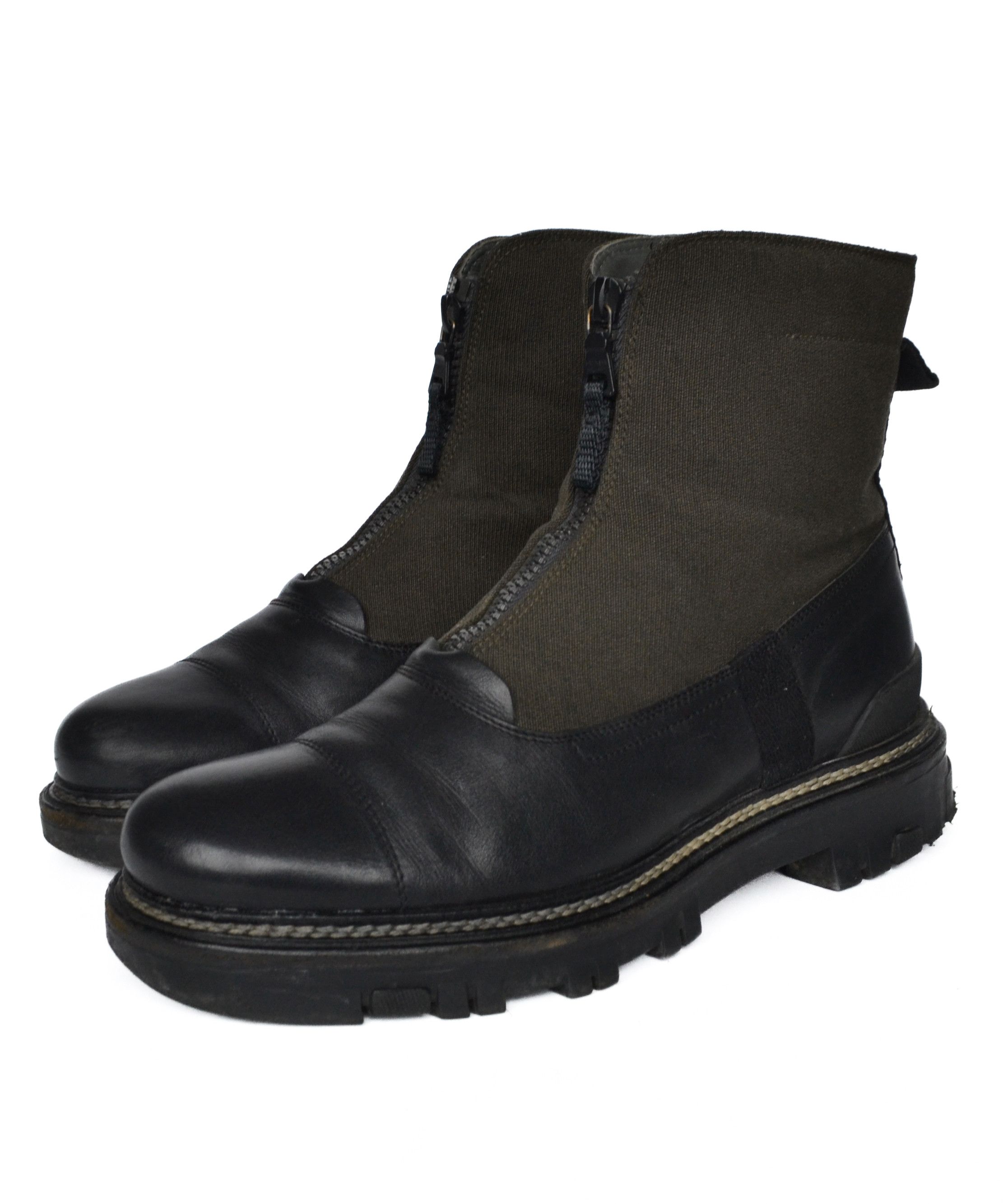 Prada PRADA Boots Leather Vintage Front Zip Black Khaki 39 Size US 9 / IT 39 - 2 Thumbnail