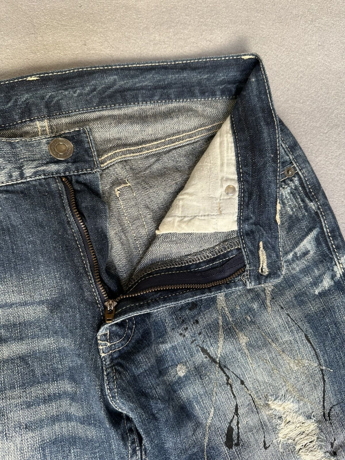 Japanese Brand FLARE Unbranded Splatter Distressed Denim Size US 33 - 7 Thumbnail
