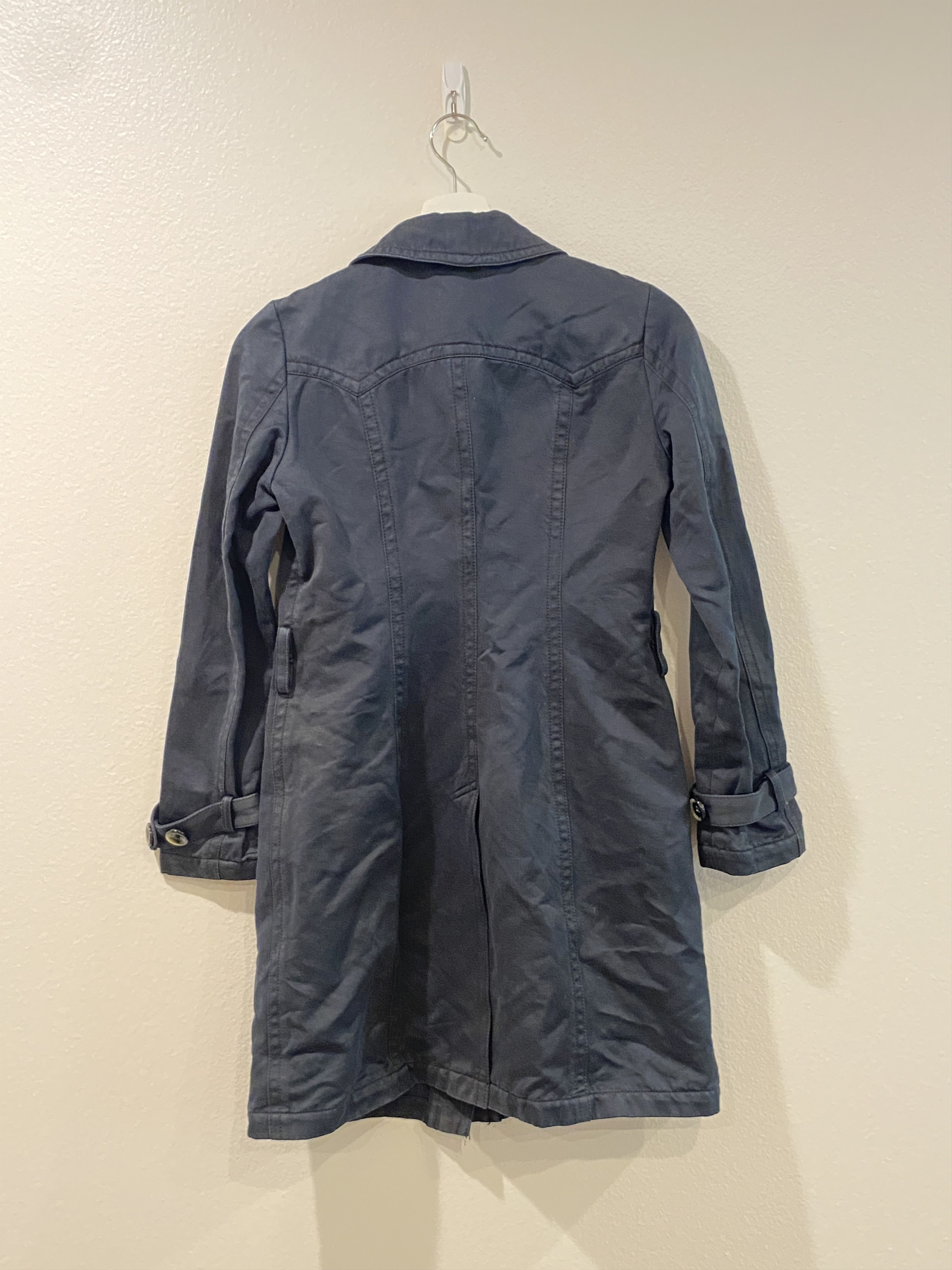 Banana Republic Banana Republic Black/Dark Navy Cotton Trench Coat – Size XS Size XS / US 0-2 / IT 36-38 - 4 Thumbnail