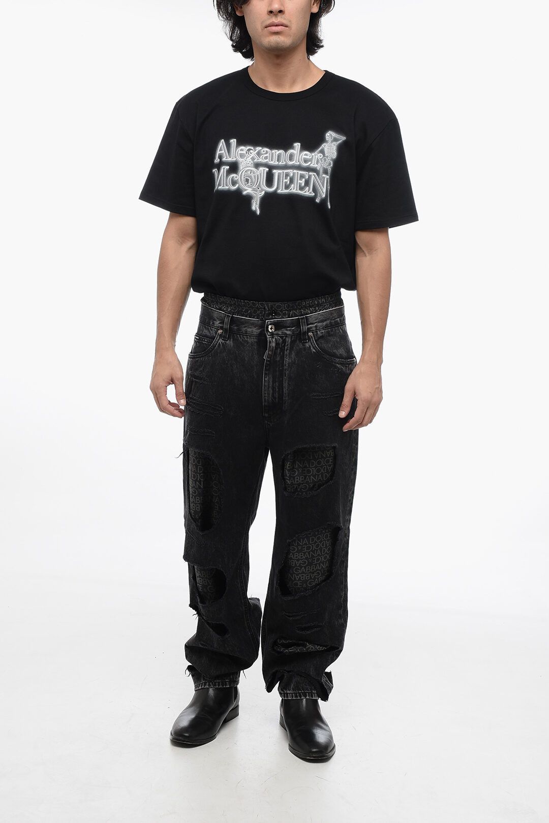 Dolce & Gabbana og1mm0825 Stone Washed Distressed Denim in Black Size US 32 / EU 48 - 5 Thumbnail