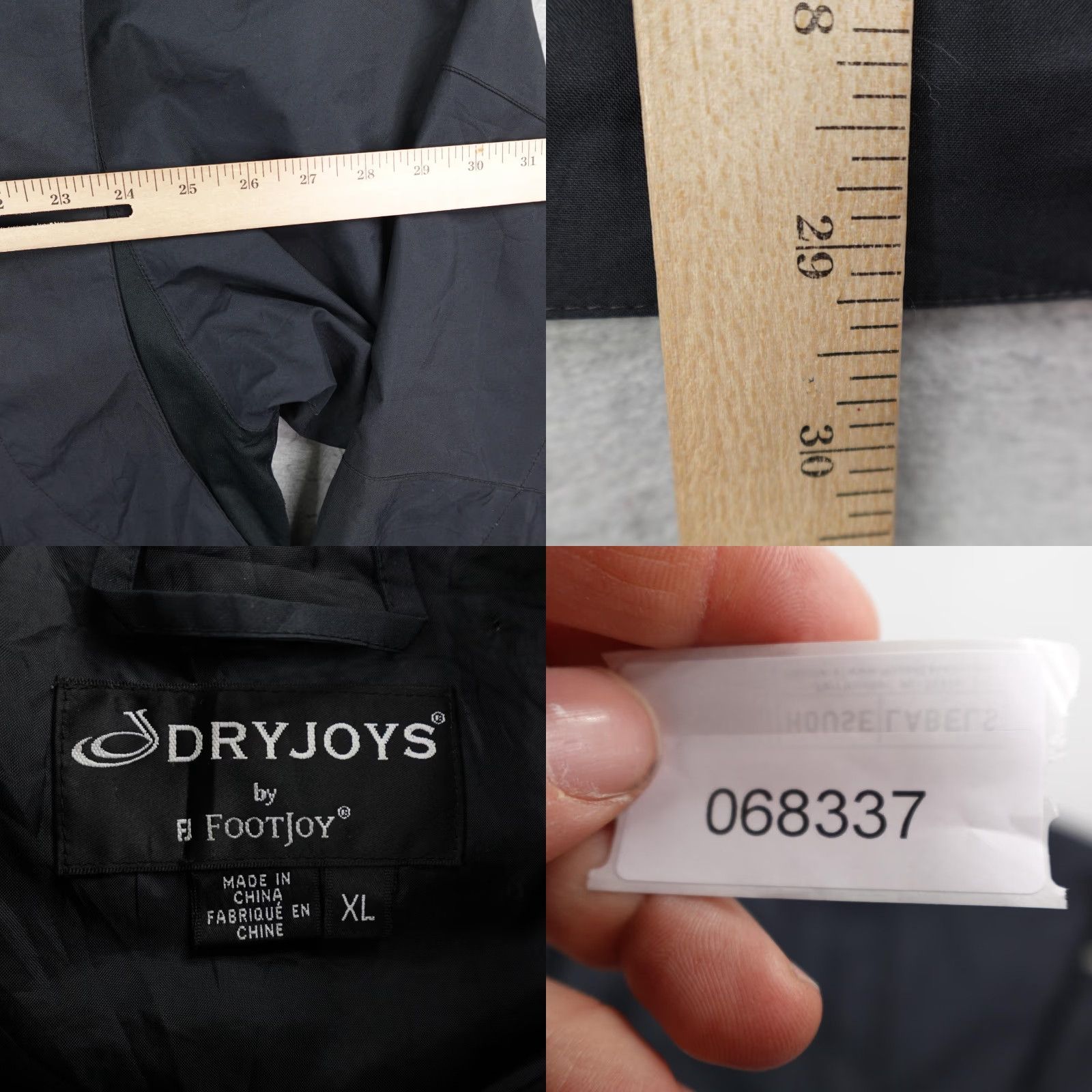 Footjoy VINTAGE FootJoy Jacket Mens XL Black DryJoys Golf Windbreaker Vented Lightweight Zip Pockets Waterproof Windproof Lined Polyester Mid-Length Regular Size US XL / EU 56 / 4 - 8 Thumbnail