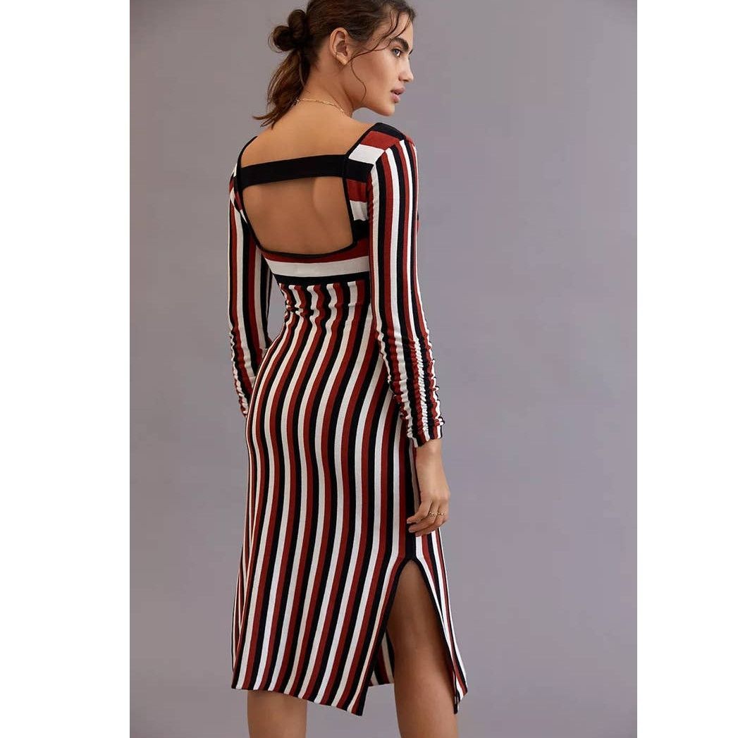Anthropologie New Anthropologie Maeve Striped Sweater Midi Dress $148 Size XS / US 0-2 / IT 36-38 - 3 Thumbnail