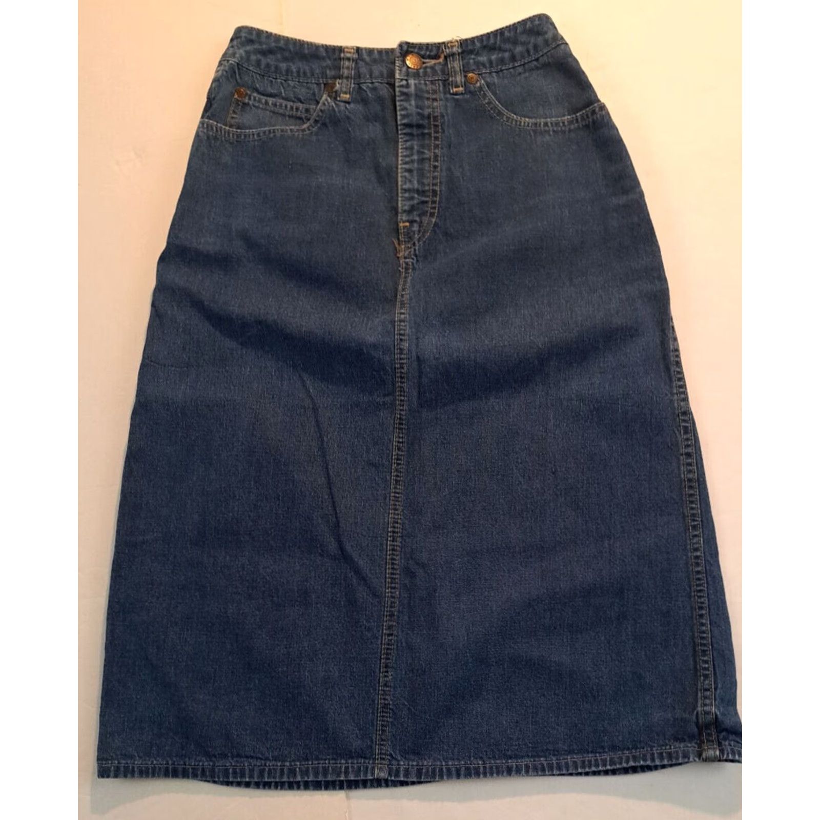 Calvin Klein Calvin Klein Skirt Women Denim Knee Length Flare Blue 6 Small-Medium EUC USA Made Size 28" / US 6 / IT 42 - 2 Thumbnail