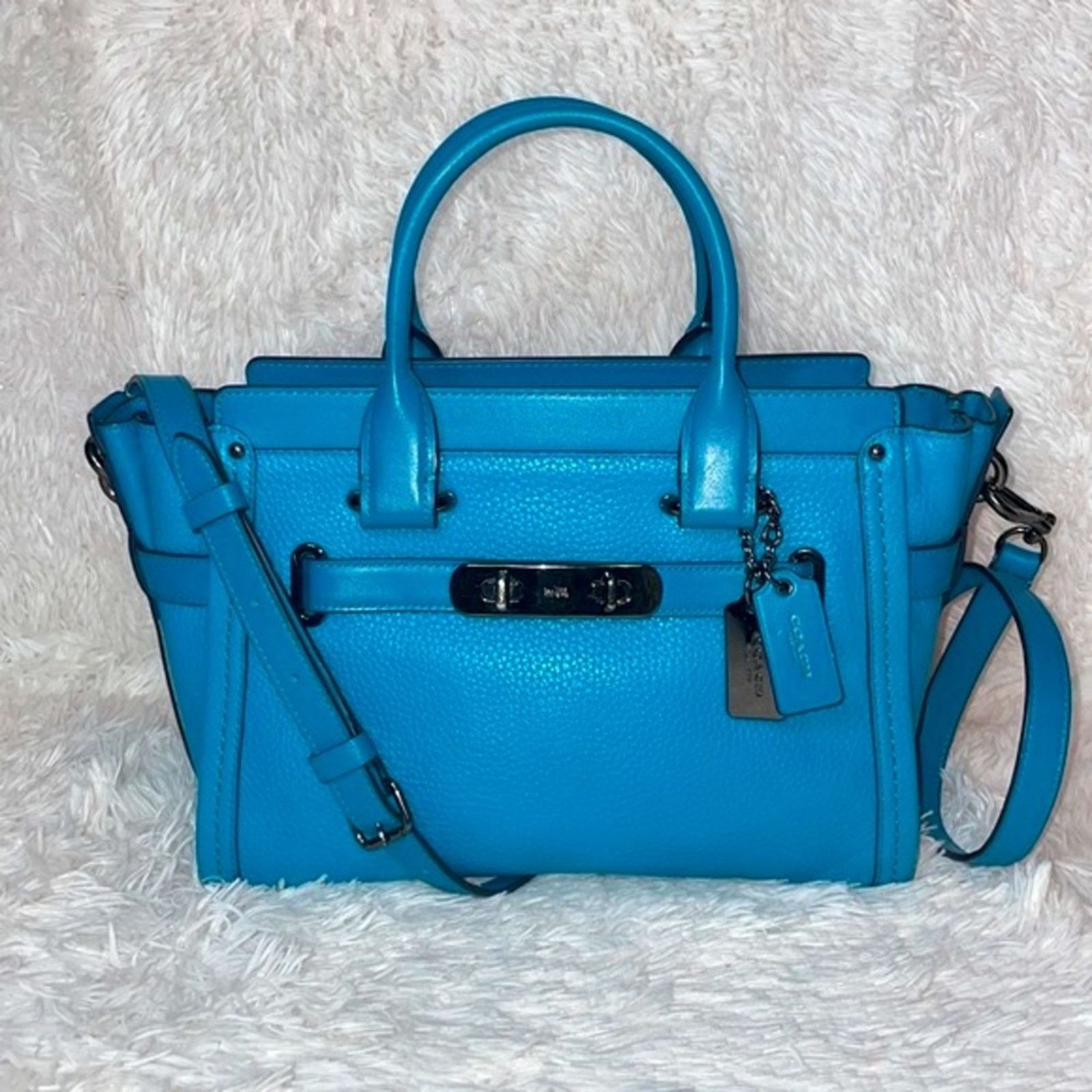 Coach Coach Swagger 27 Satchel Crossbody + Wallet Set Turquoise Size ONE SIZE - 2 Thumbnail