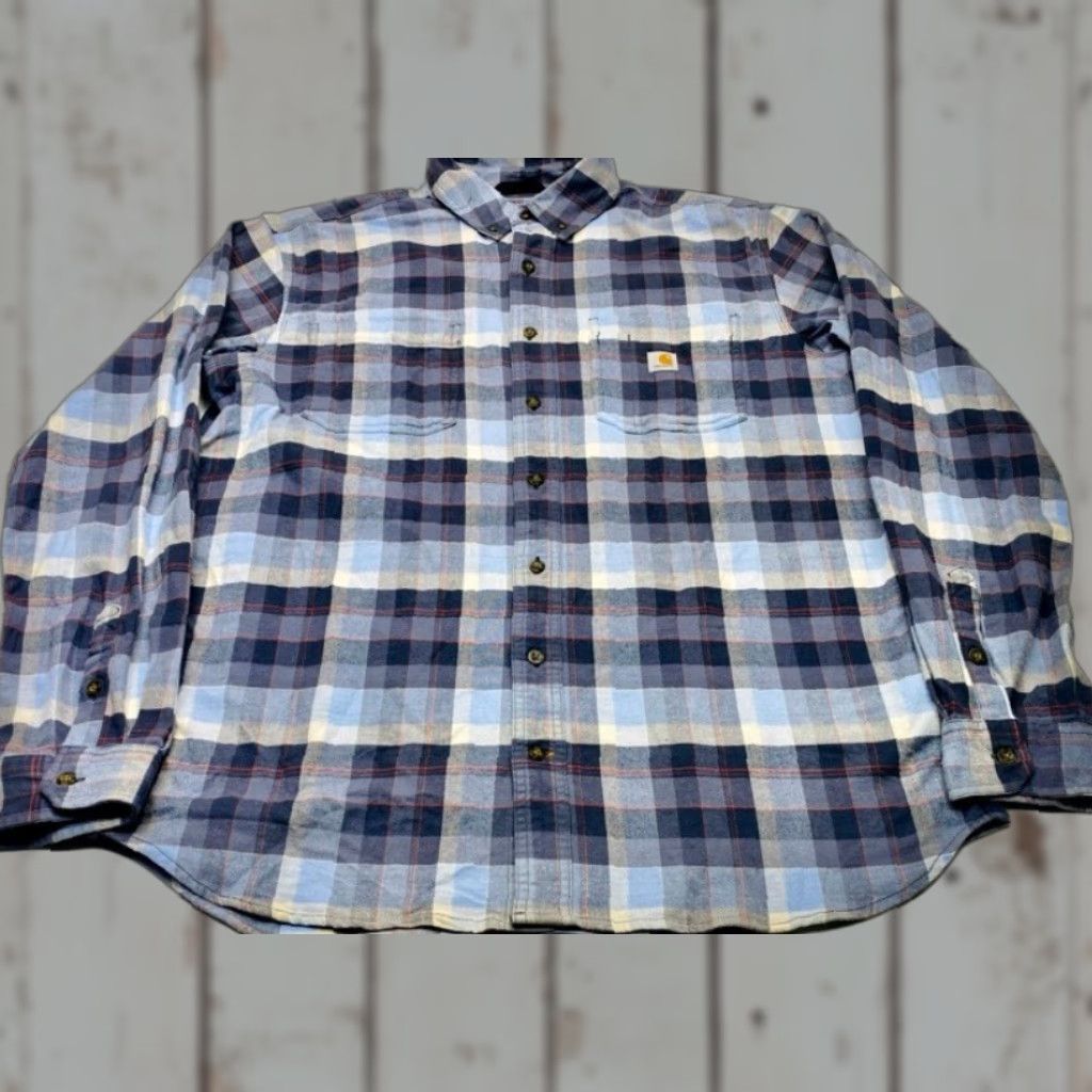 Carhartt Carhartt Flannel Shirt Mens Large Blue Plaid Rugged Flex Work Pockets Size US L / EU 52-54 / 3 - 1 Thumbnail