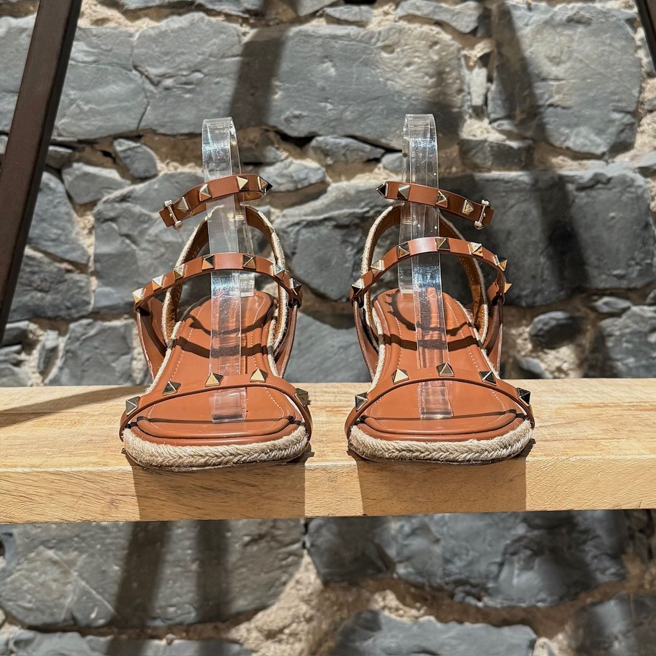 Valentino Valentino Brown Ankle Strap Rockstud Espadrille Sandals Size US 9.5 / IT 39.5 - 2 Thumbnail