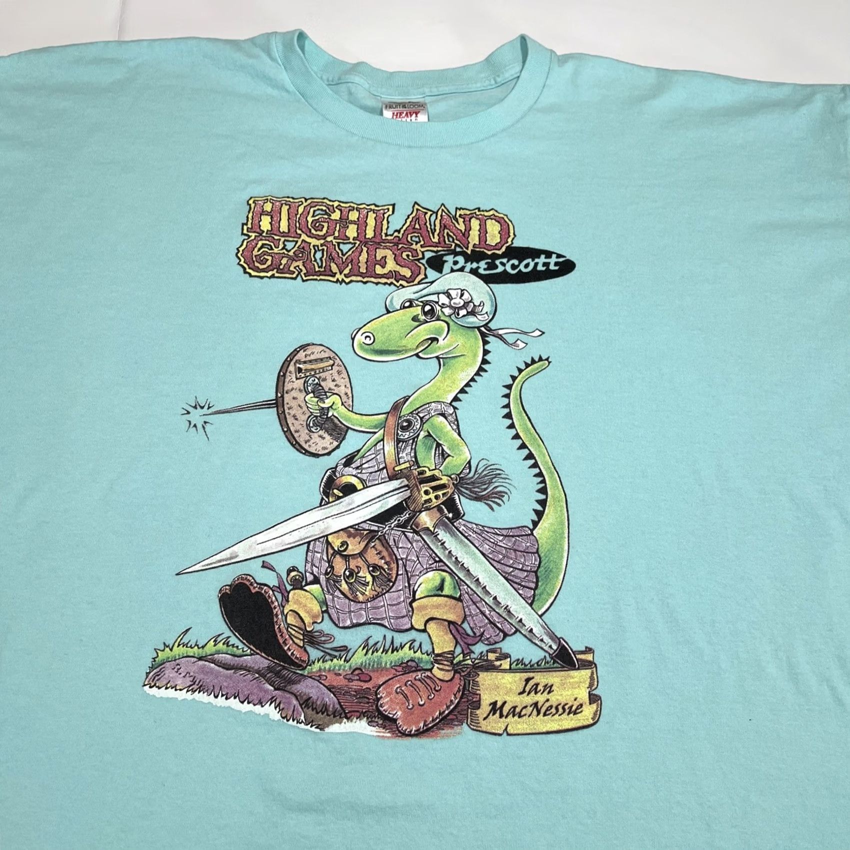 Vintage VINTAGE AriZona Highland Games T Shirt 3XL Aqua Graphic Renaissance Dinosaur Mens Size US XXL / EU 58 / 5 - 2 Thumbnail