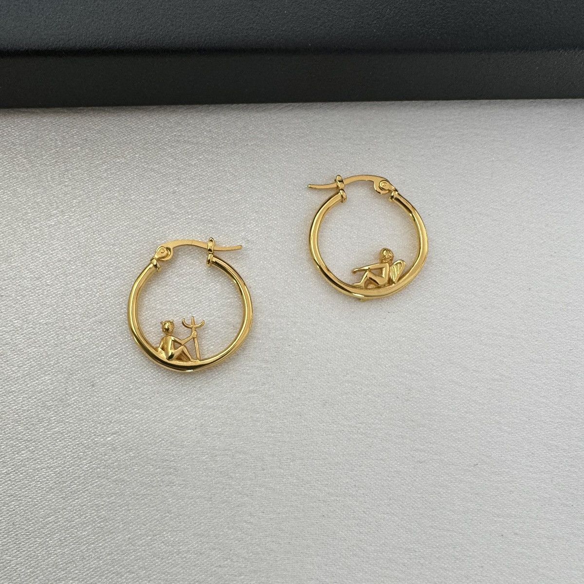 Other 20mm Angel Demon Gold Hoop Earrings for Women Size ONE SIZE - 2 Thumbnail