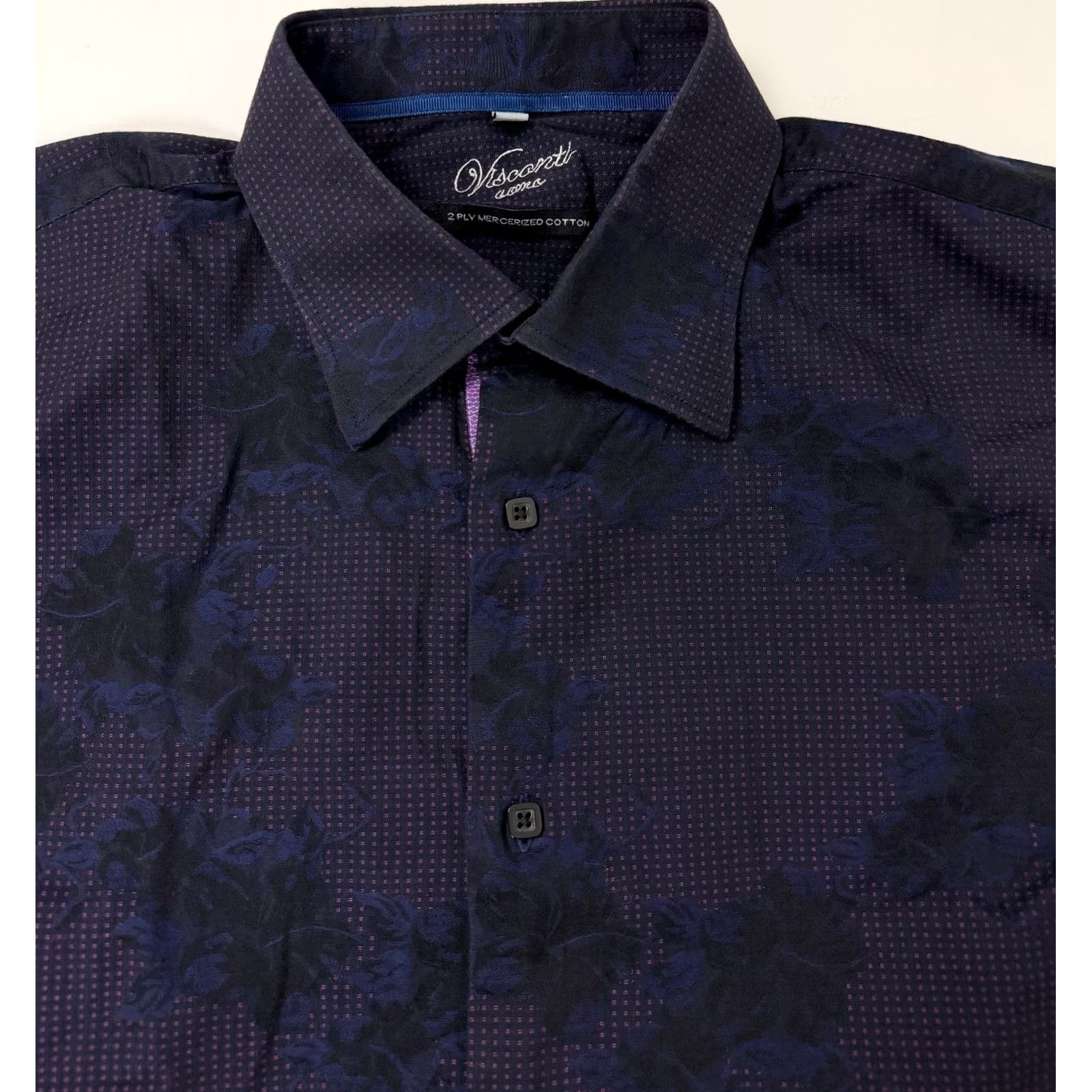 Vintage VINTAGE Visconti Uomo Shirt Men XL Floral Jacquard Black Button Up Mercereized Cotton Size US XL / EU 56 / 4 - 2 Thumbnail