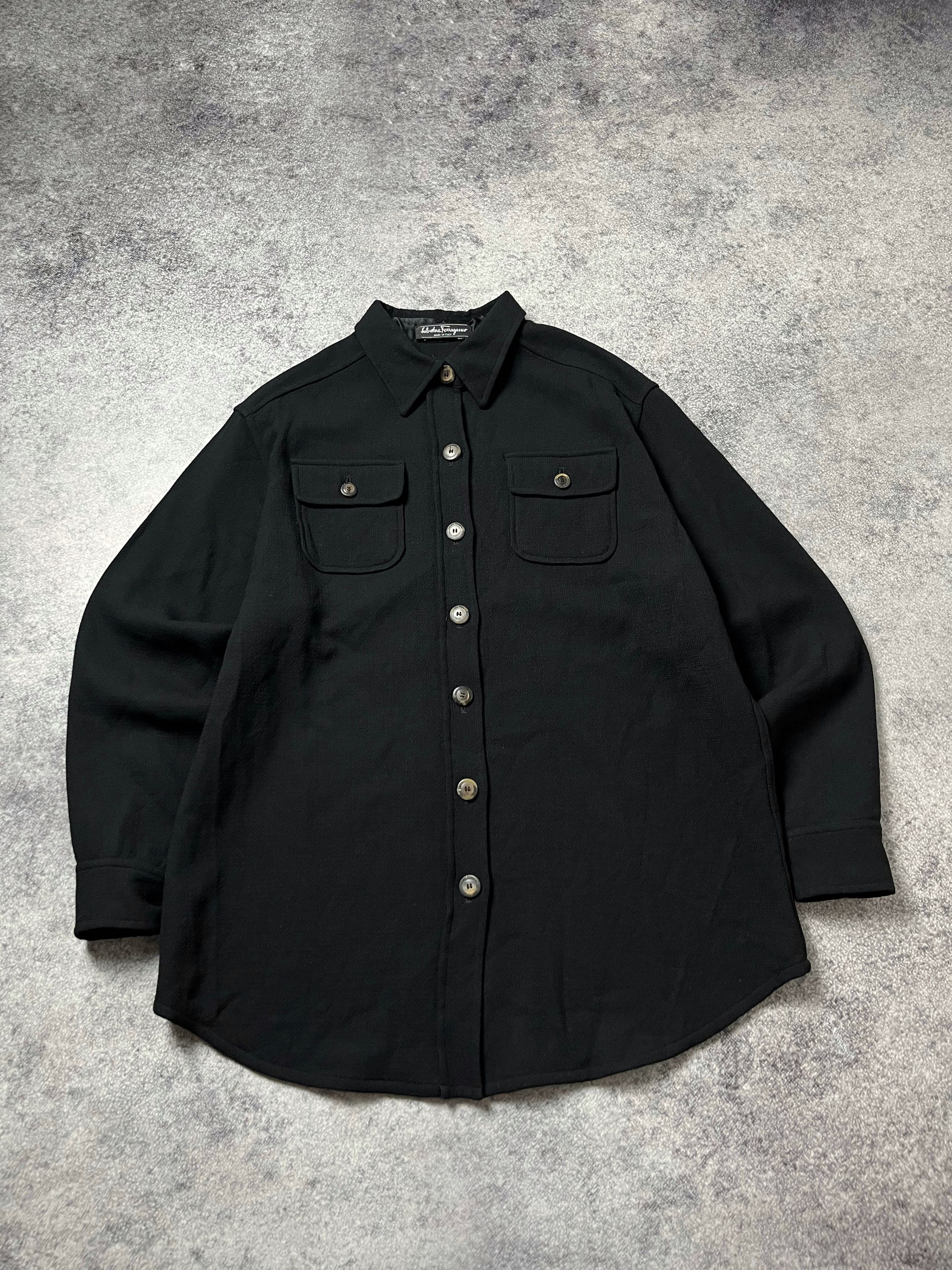 Salvatore Ferragamo 🔥90's Salvatore Ferragamo Wool Signature Shirt Coat Jacket Size US L / EU 52-54 / 3 - 1 Thumbnail