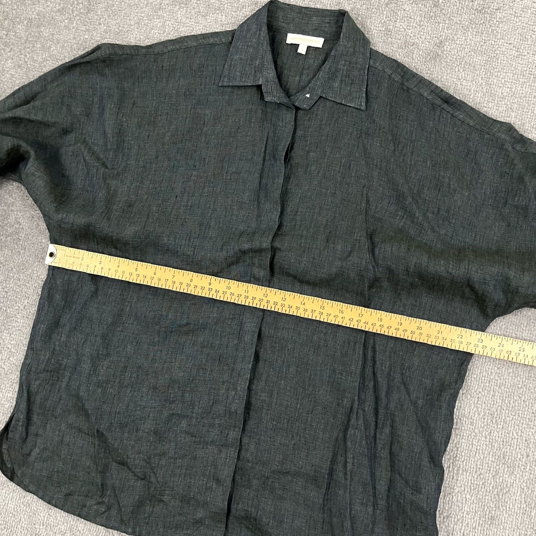 Vintage Ann Mashburn Shirt Small Green Button Up Shirt Oversized Linen Minimalist Mature Top Womens Size S / US 4 / IT 40 - 3 Thumbnail