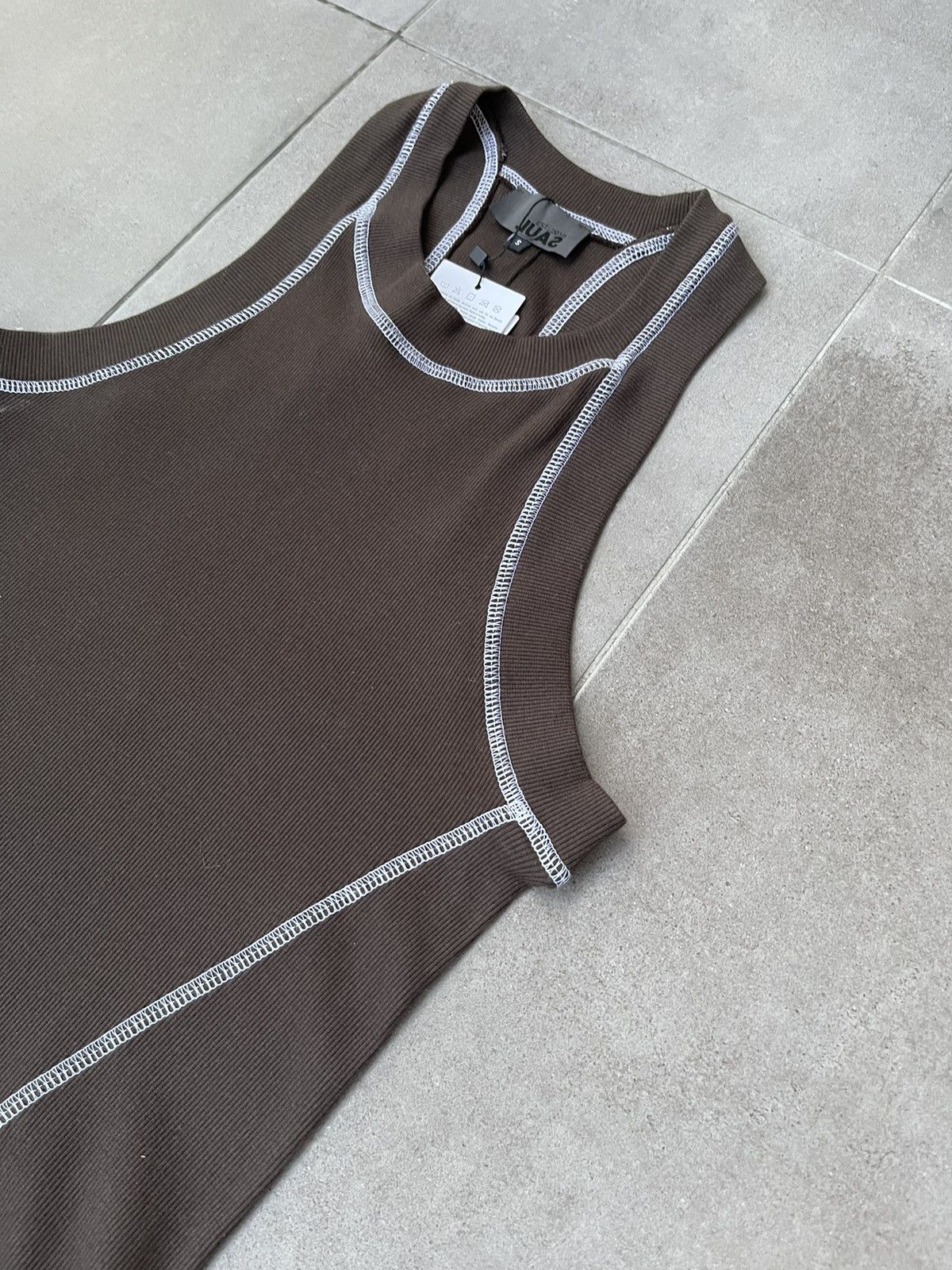 Saul Nash !DS! SS23 Saul Nash Brown Overlock Stitch Tank Top Size US S / EU 44-46 / 1 - 11 Thumbnail