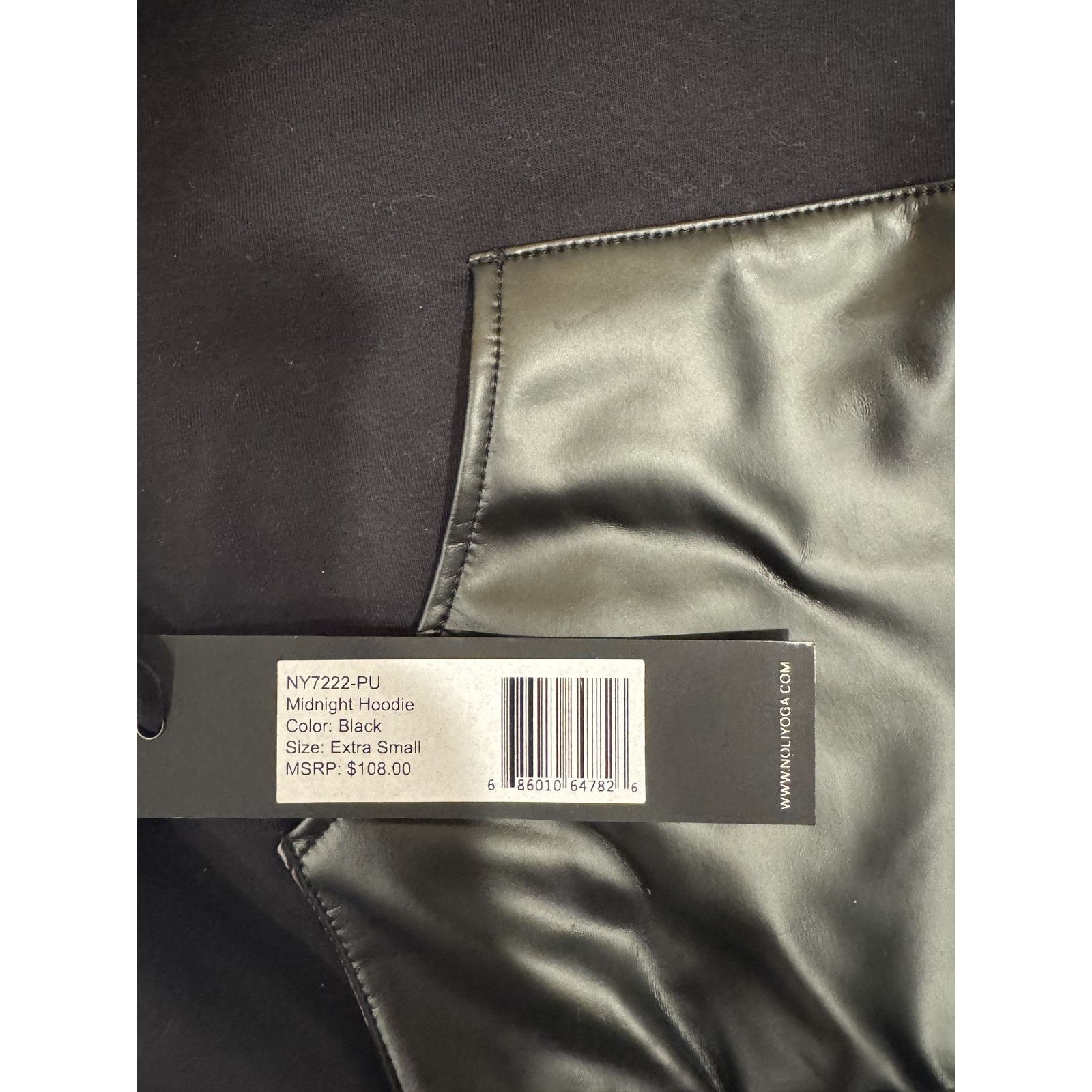 Garni Noli Hoodie Faux Leather Pocket Pullover Drawstring Sleeve Size XS / US 0-2 / IT 36-38 - 6 Thumbnail