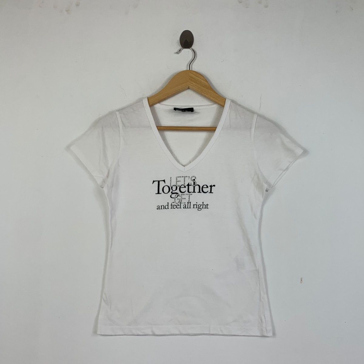 Vintage Vintage BUONA GIORNATA ITALY Bling Swarovski Tee Shirt Top Size XS / US 0-2 / IT 36-38 - 1 Thumbnail