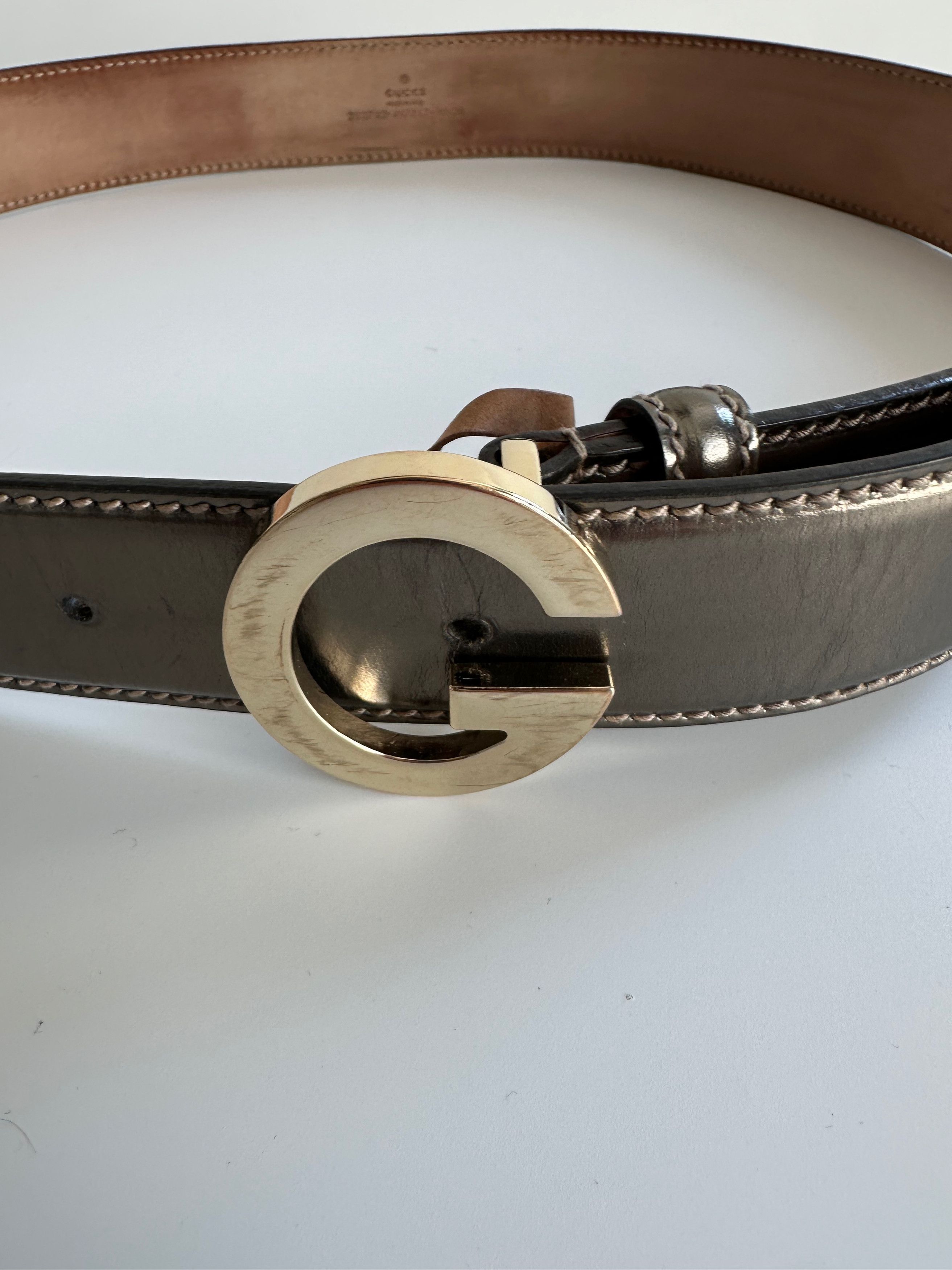 Gucci GUCCI G Buckle patent Leather Belt Bronze Size ONE SIZE - 3 Thumbnail