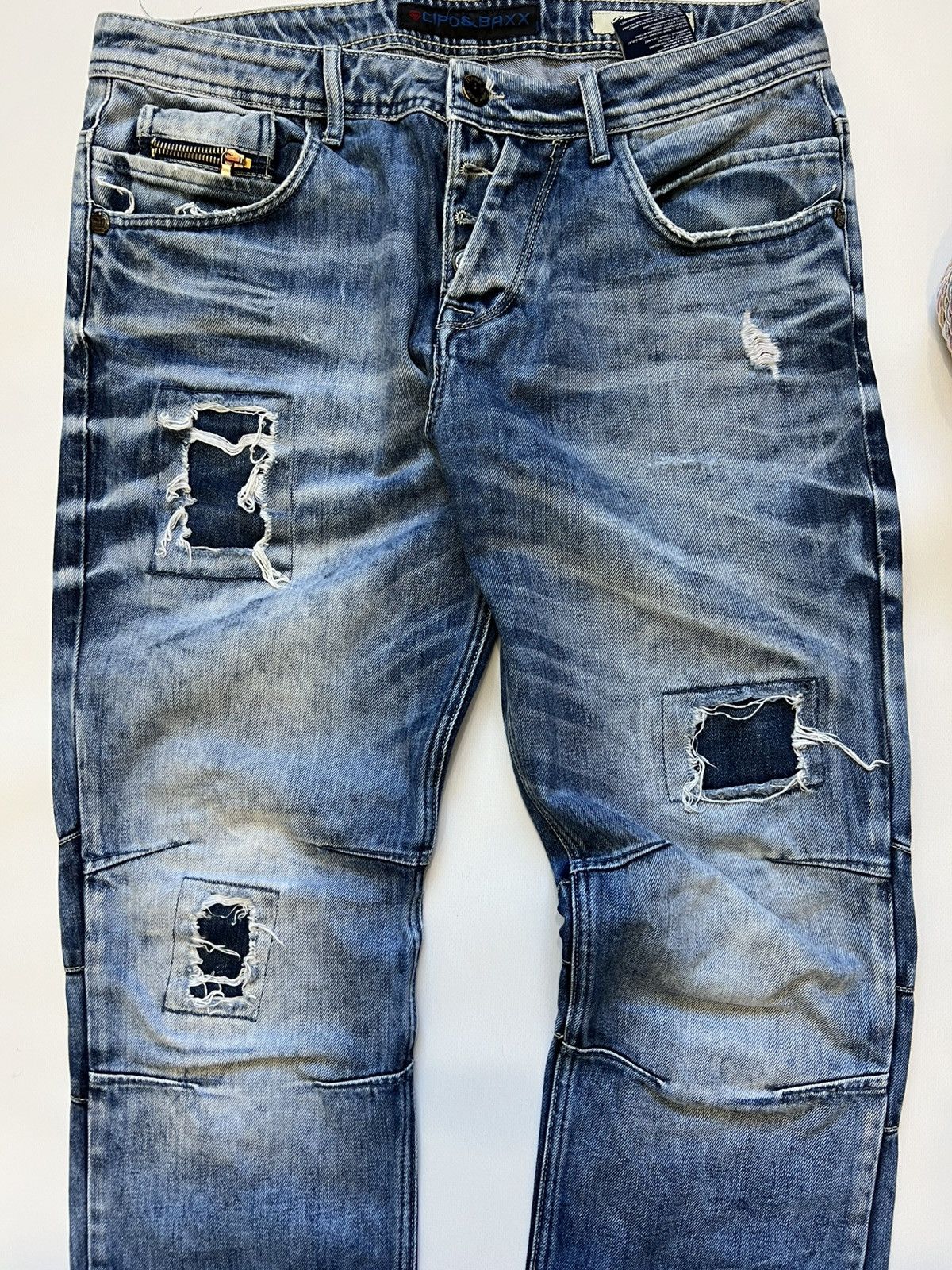 If Six Was Nine Japanese Brand - CIPO&BAXX Multi Pocket Jeans Pants Distress Size US 34 / EU 50 - 6 Thumbnail