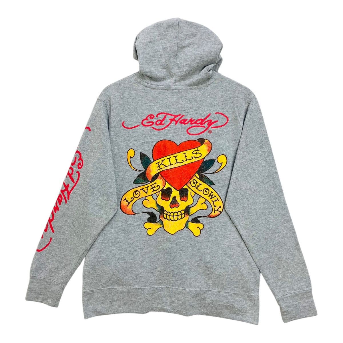 Ed Hardy Vintage Y2k Ed Hardy Hoodie Light Cotton Gray Zip Up Size L Size US L / EU 52-54 / 3 - 4 Thumbnail